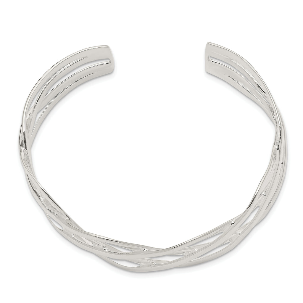 Sophia Jewelers Sterling Silver 925 Woven Cuff Bangle for Women