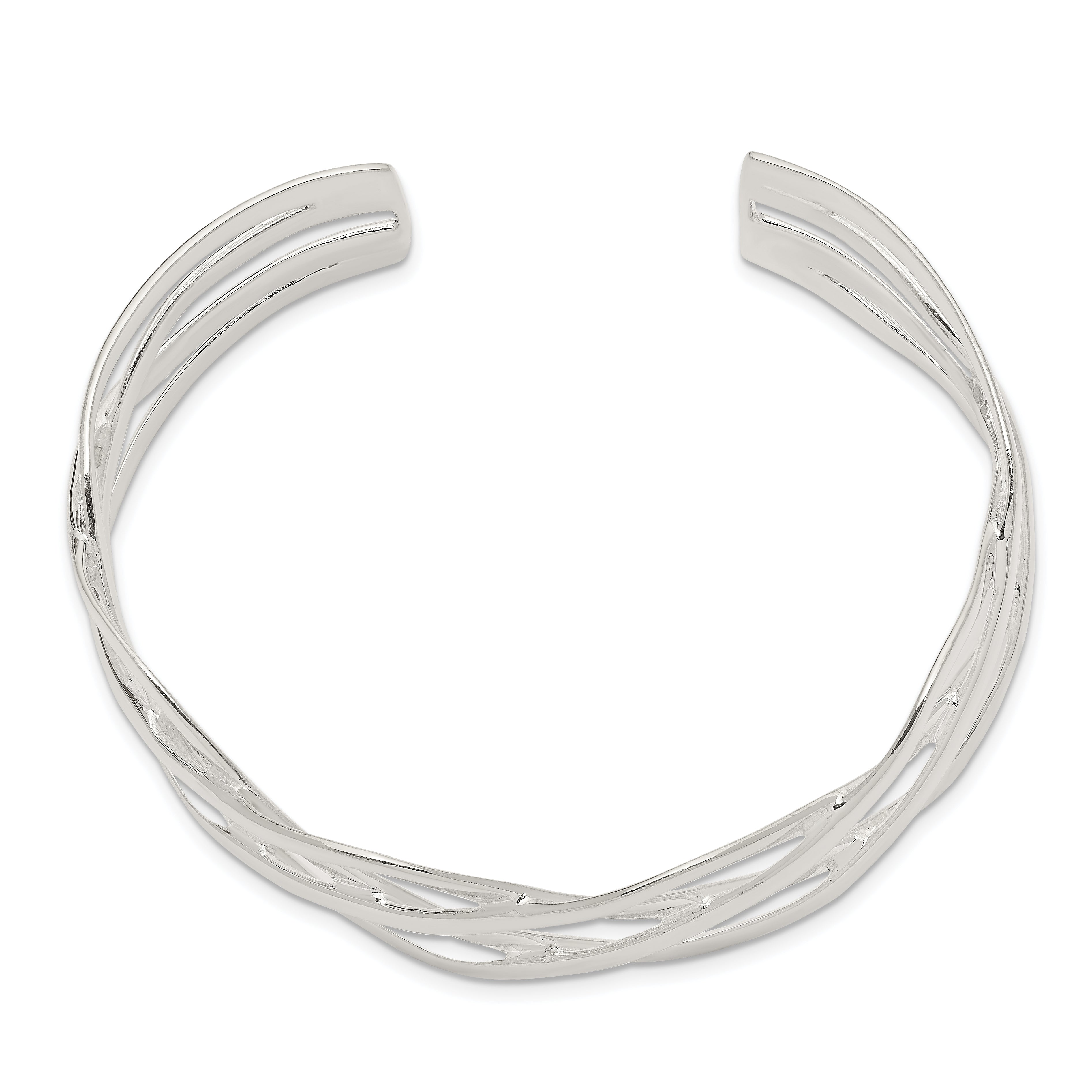 Sophia Jewelers Sterling Silver 925 Woven Cuff Bangle for Women