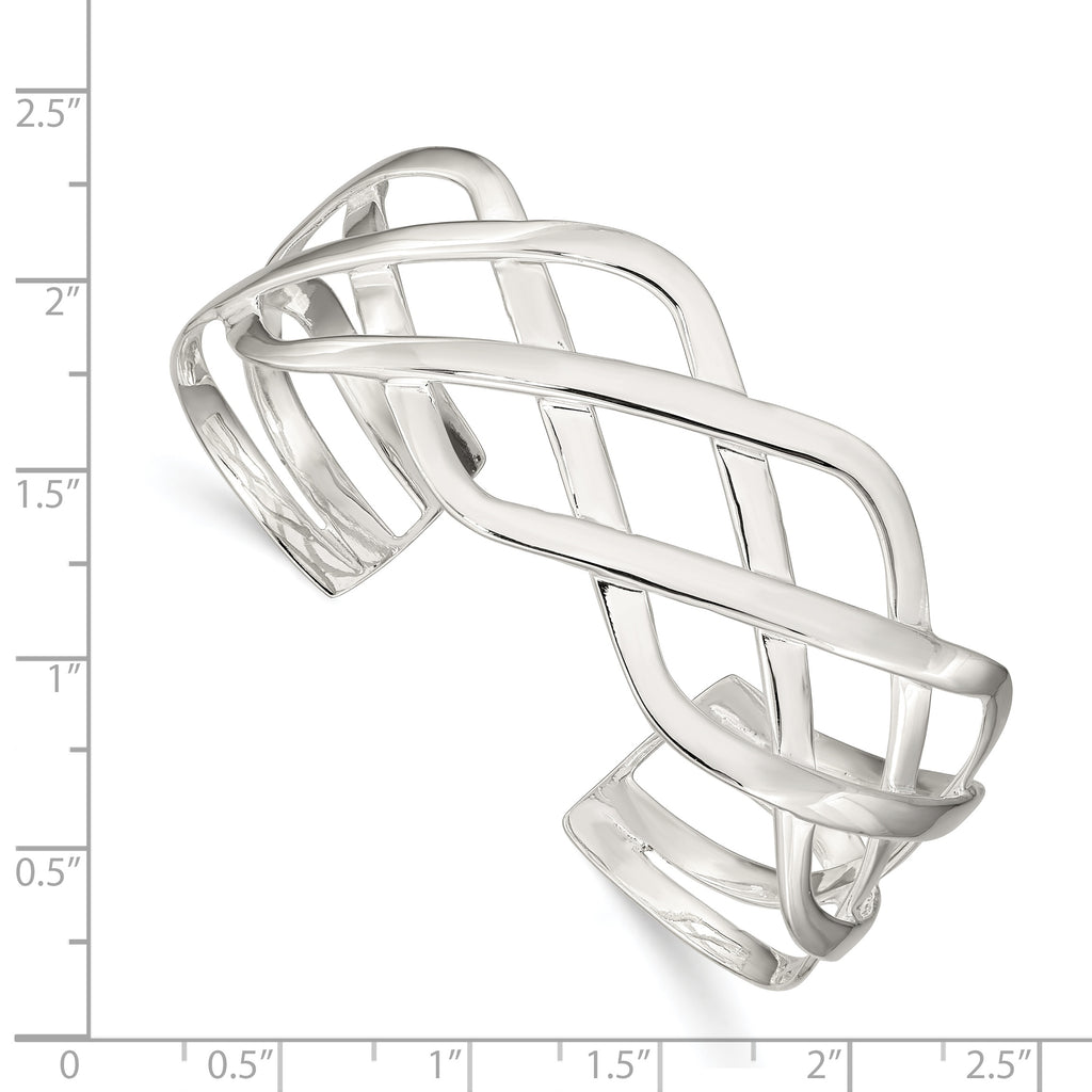 Sophia Jewelers Sterling Silver 925 Woven Cuff Bangle for Women