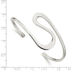 Sterling Silver 925 Women's Flexible Cuff Bangle with Polished Finish