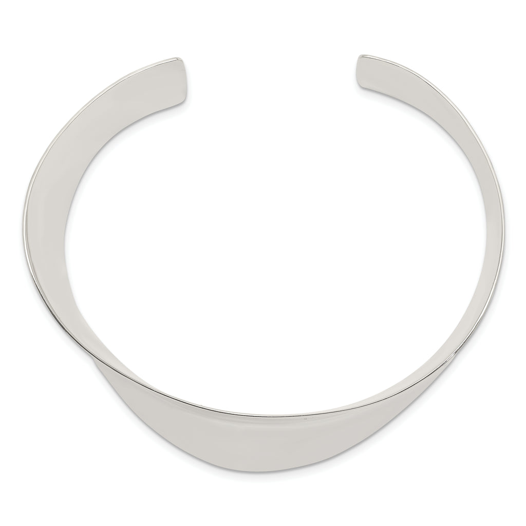 Sterling Silver 925 Wave Cuff Bangle with Polished Finish Engravable Women's Jewelry