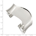 Sterling Silver 925 Wave Cuff Bangle with Polished Finish Engravable Women's Jewelry