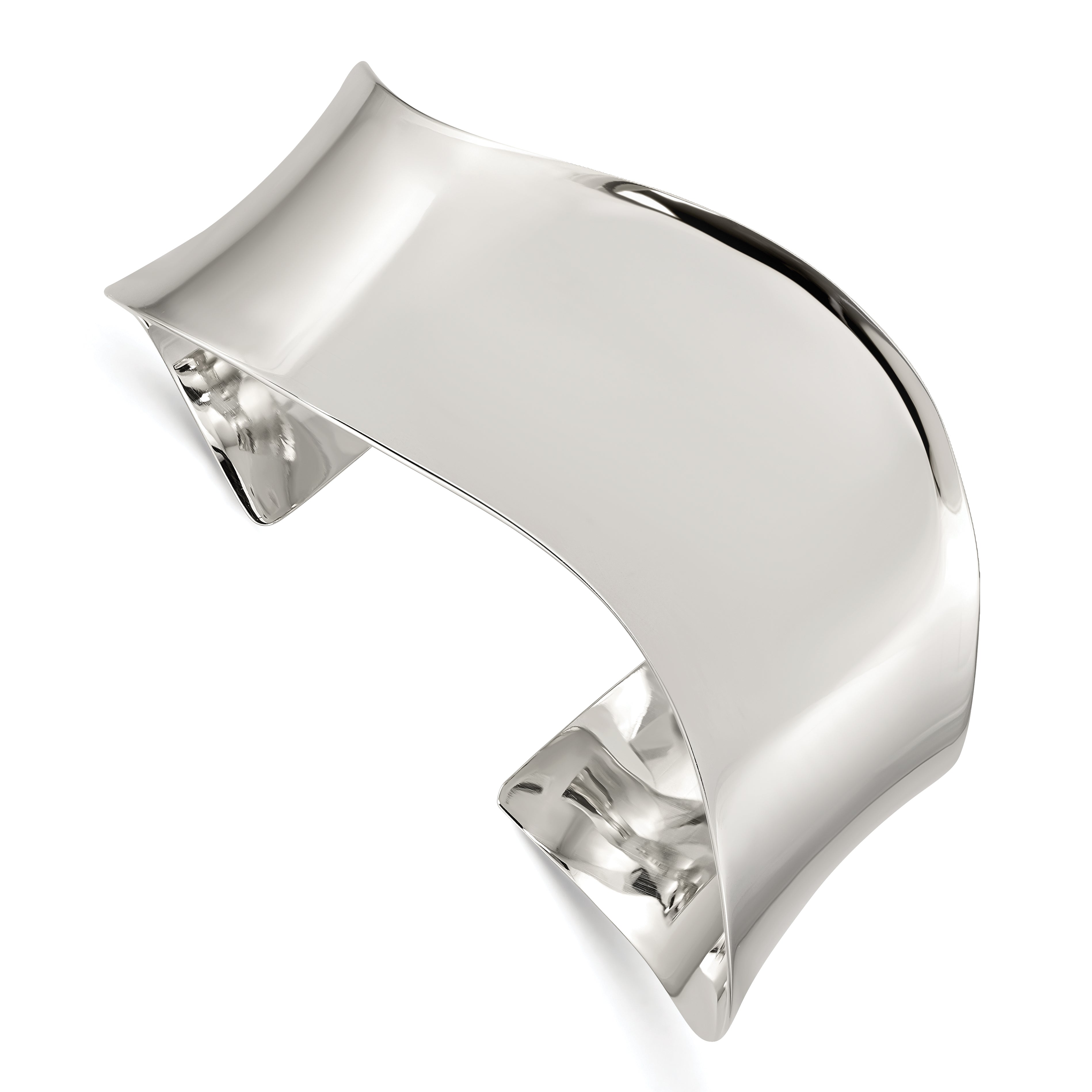 Sterling Silver Polished Wave Cuff Bangle Main image