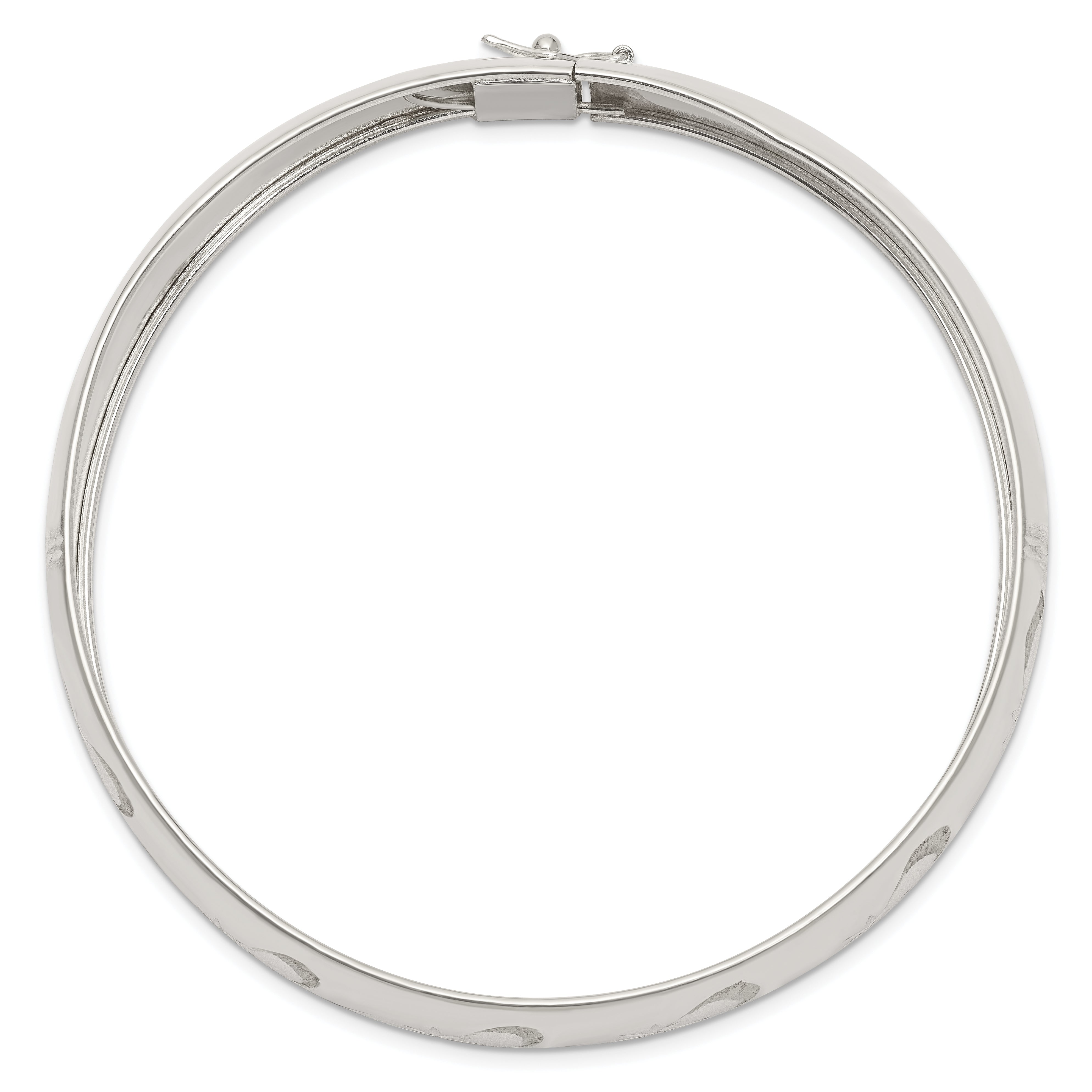 Sterling Silver 925 Adjustable Bangle with Polished Textured Design Secondary image