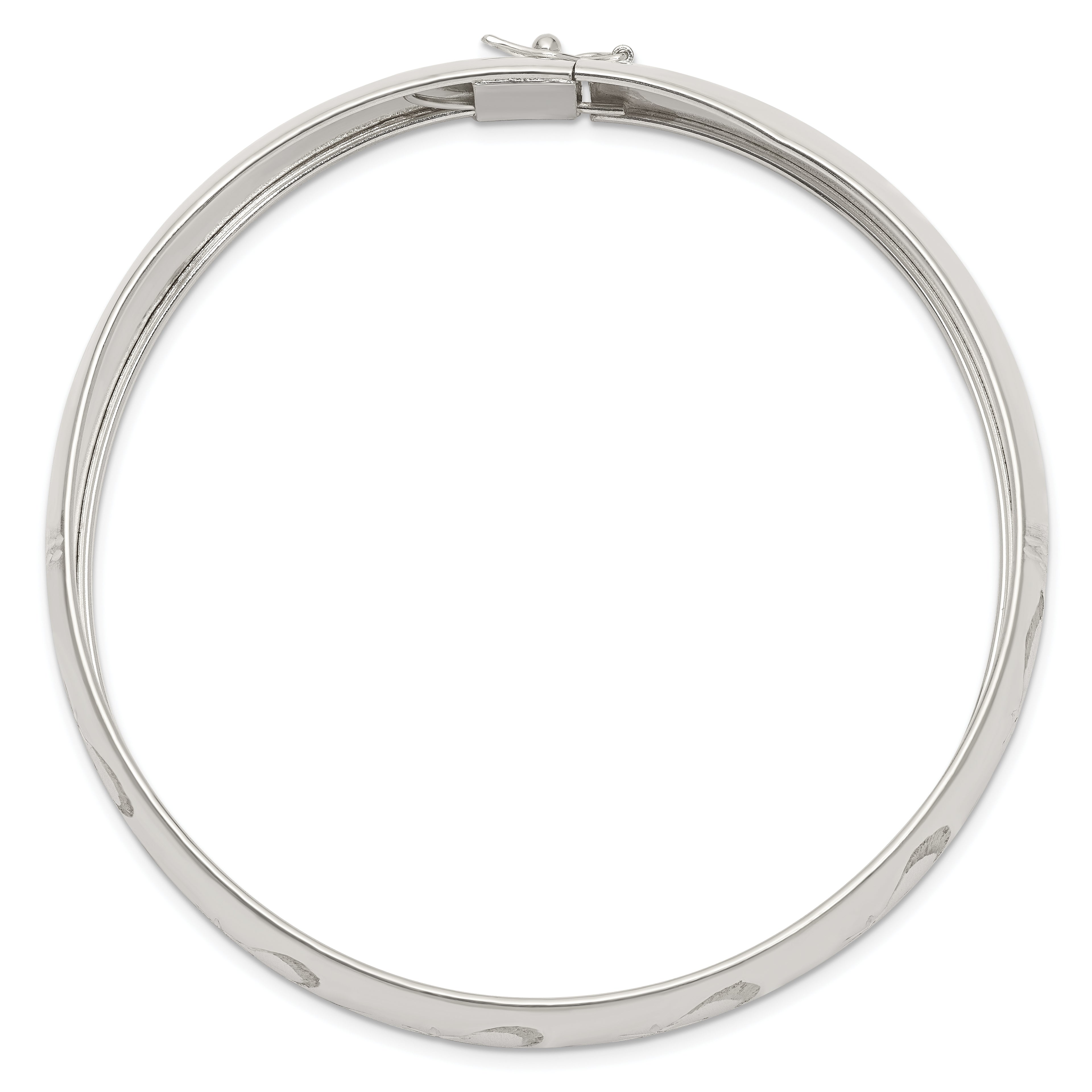 Sterling Silver 925 Adjustable Bangle with Polished Textured Design