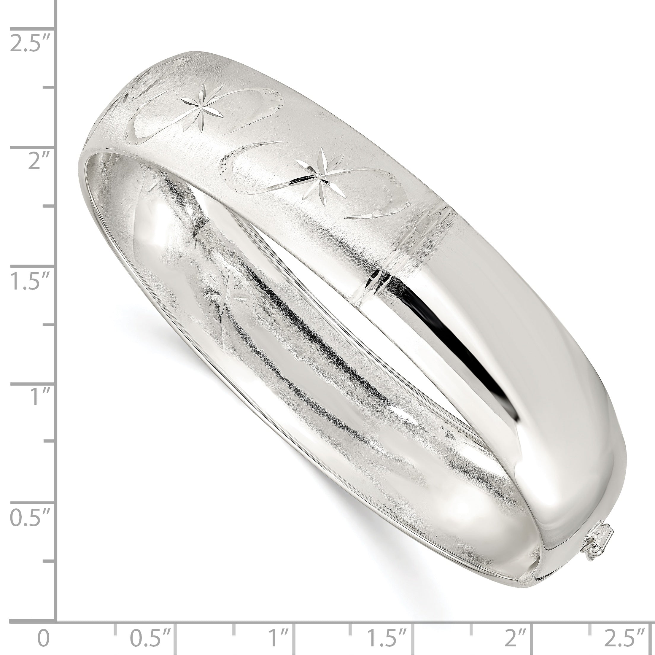 Sterling Silver 925 Adjustable Bangle with Polished Textured Design