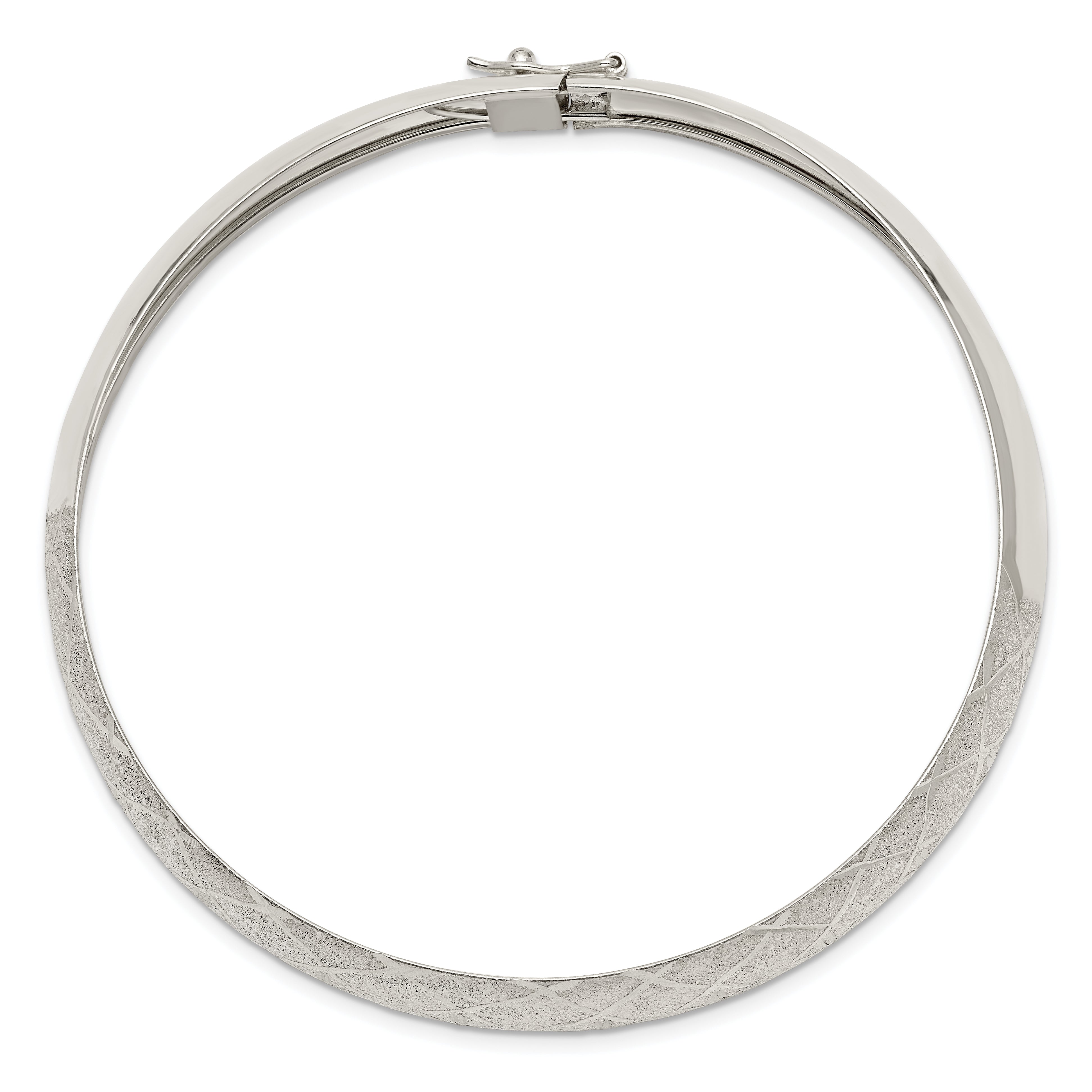 Sophia Jewelers 925 Sterling Silver Polished Diamond-Cut Flexible Bangle
