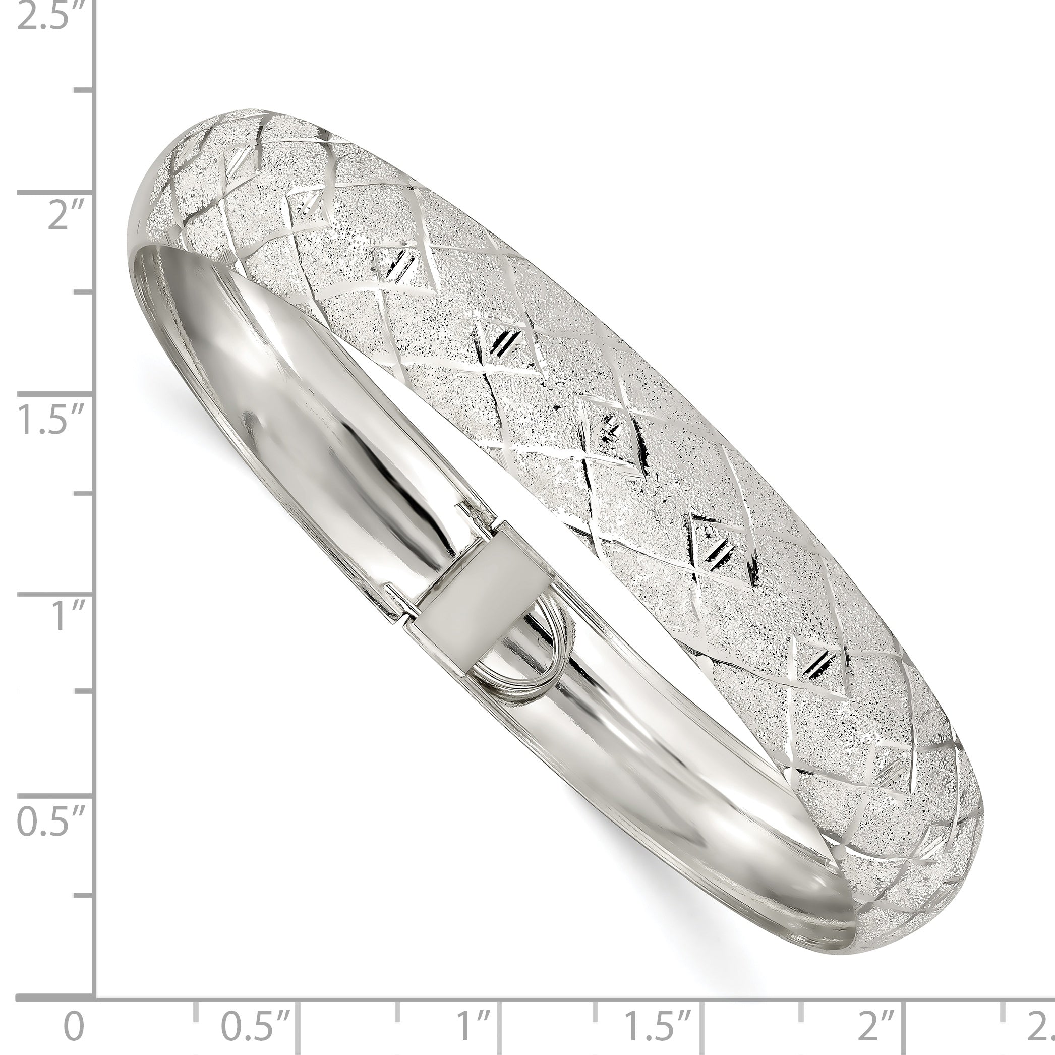 Sophia Jewelers 925 Sterling Silver Polished Diamond-Cut Flexible Bangle