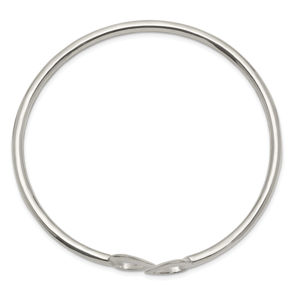 Sterling Silver 925 Women's Heart Cuff Bracelet with Polished Finish
