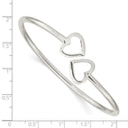 Sterling Silver 925 Women's Heart Cuff Bracelet with Polished Finish