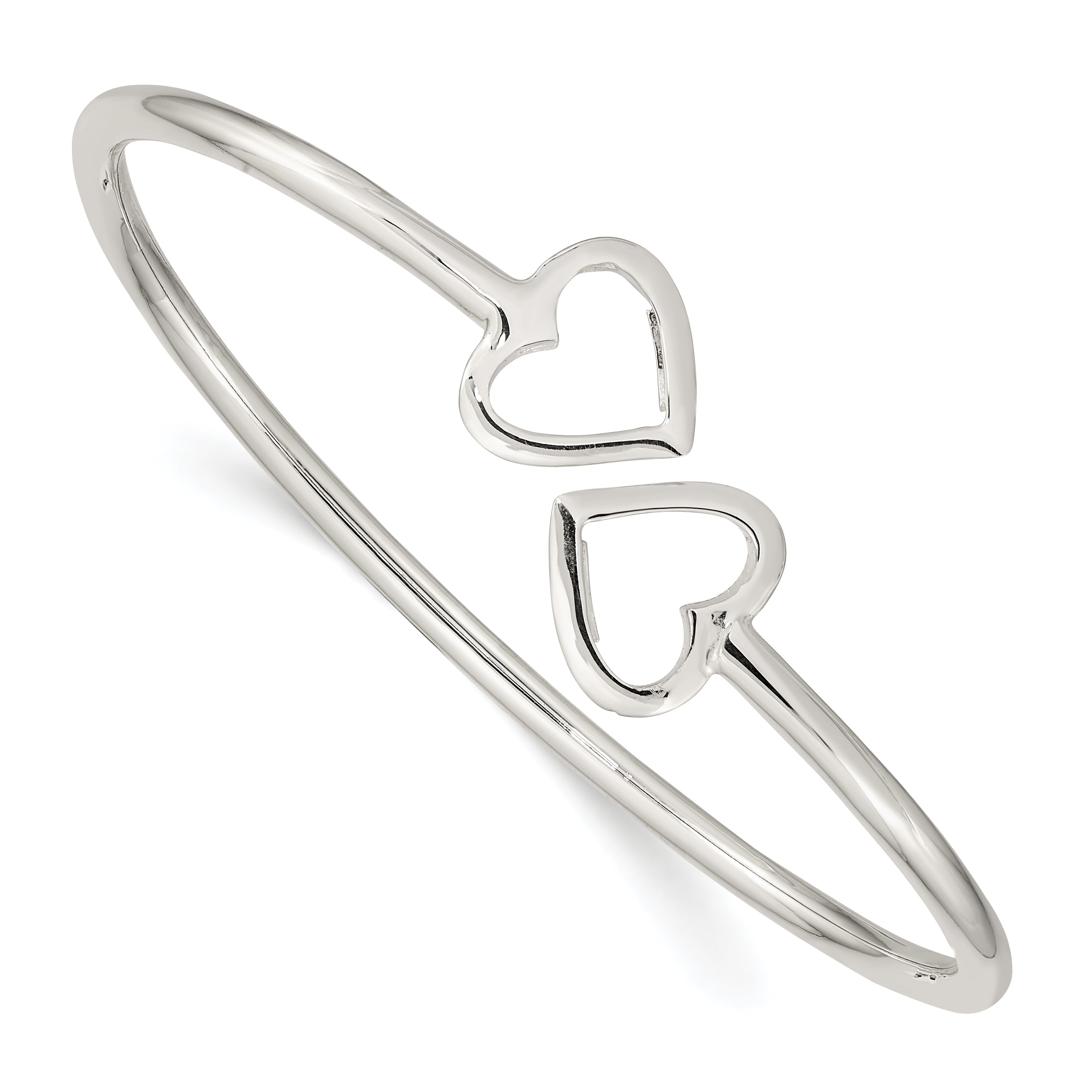 Sterling Silver Polished Heart Bangle Main image