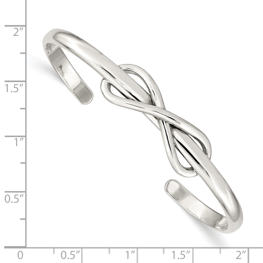 Sophia Jewelers Sterling Silver Infinity Cuff Bangle with Polished Finish