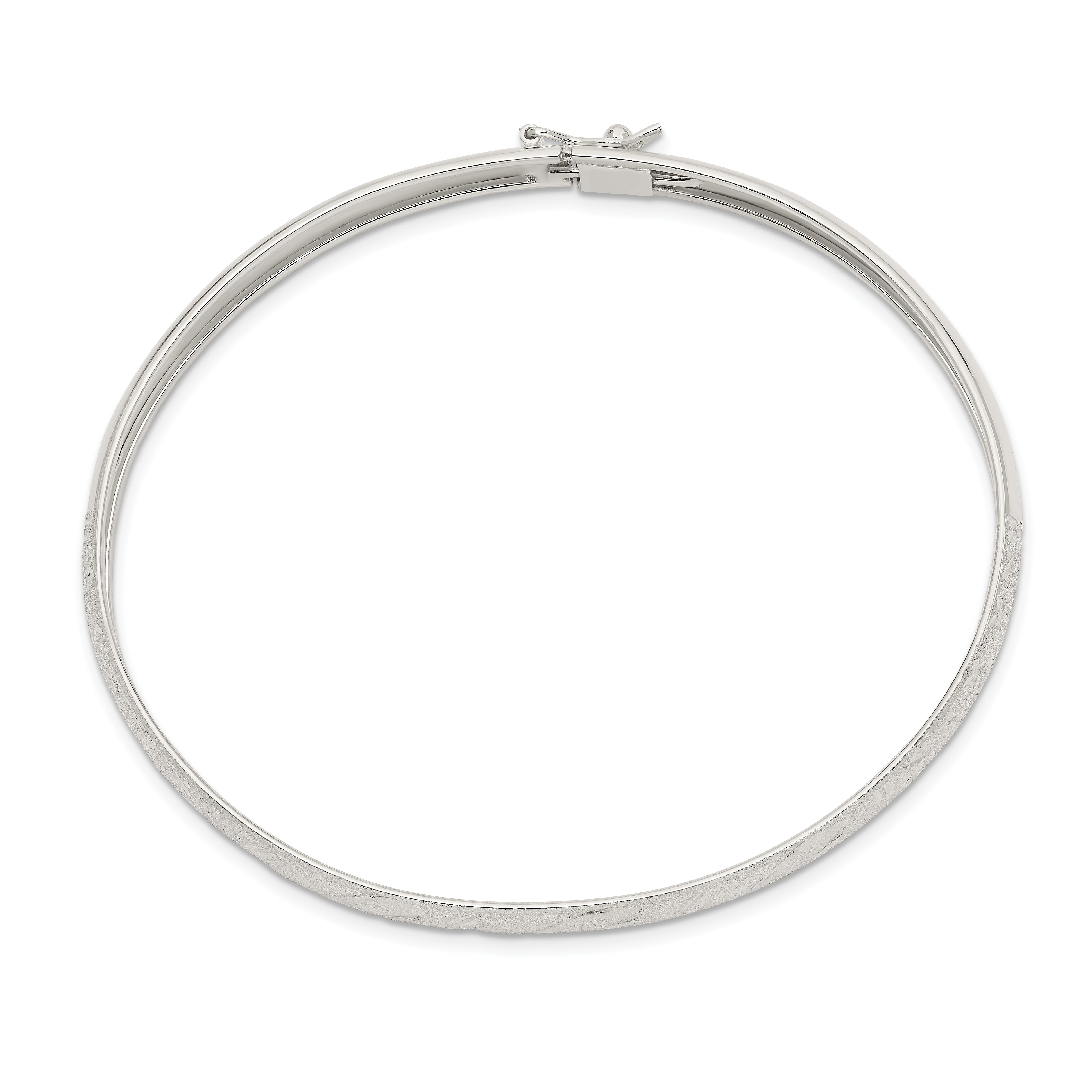 Sterling Silver 6.5mm Diamond-cut Flexible Bangle Secondary image