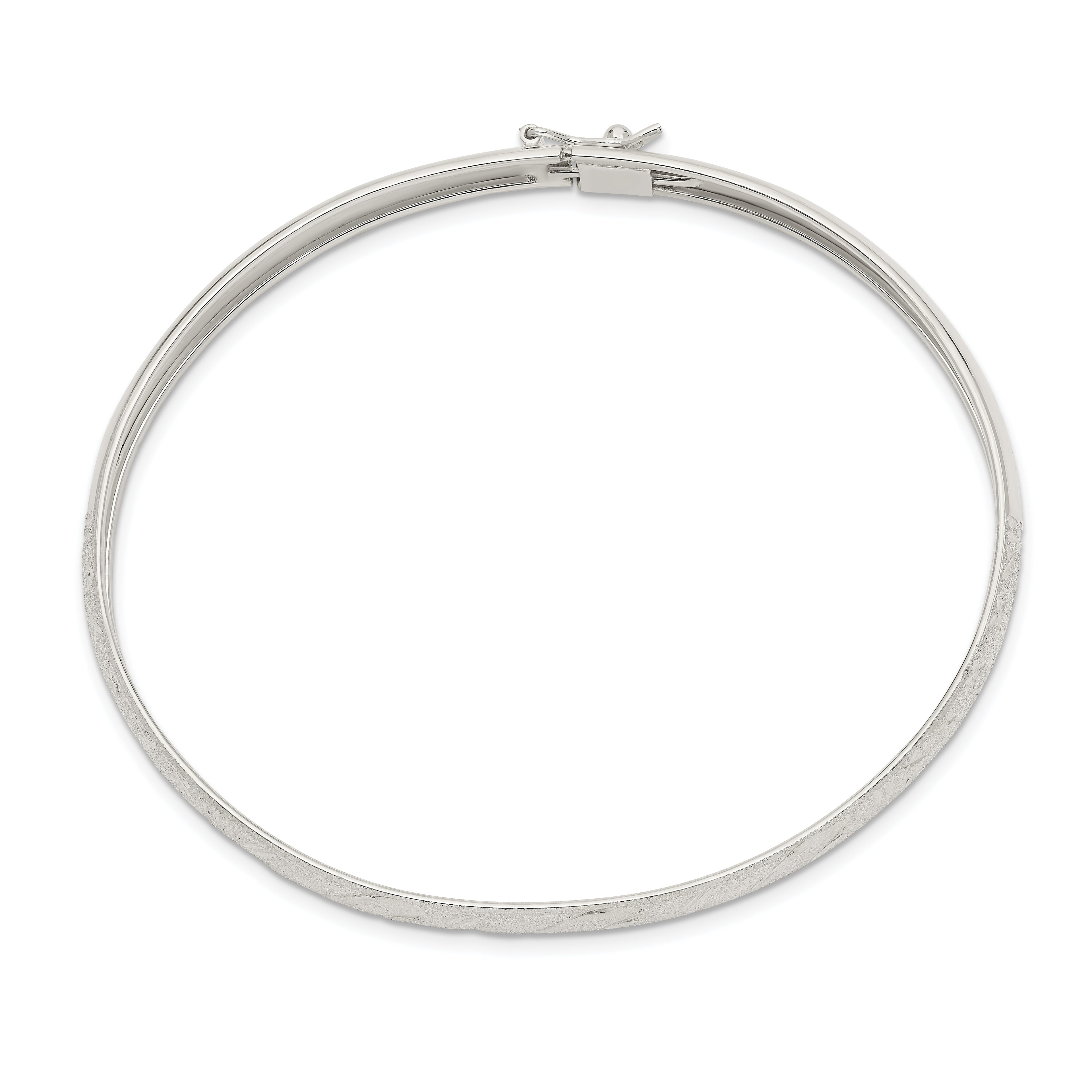 Sterling Silver 6.5mm Diamond-cut Flexible Bangle