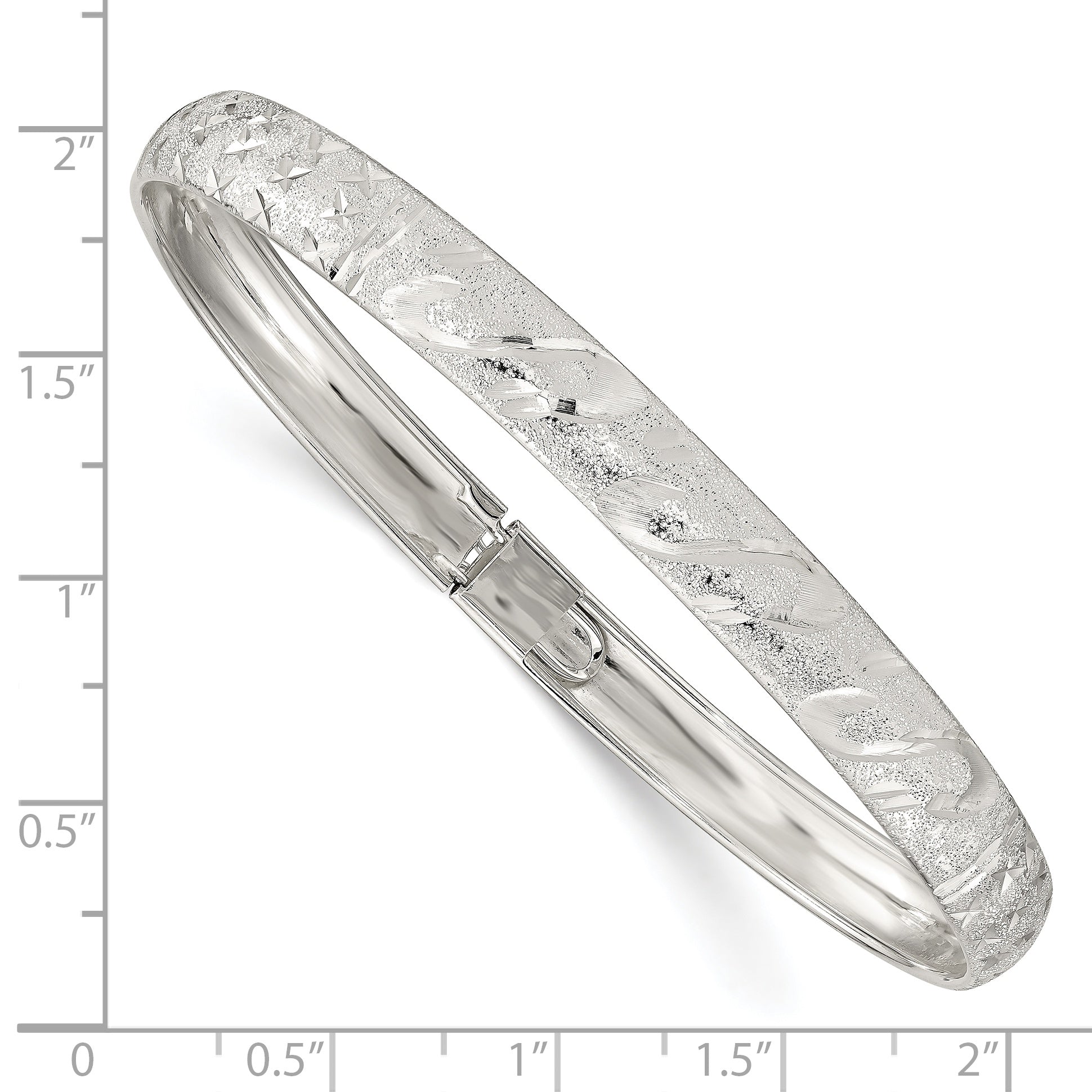Sterling Silver 6.5mm Diamond-cut Flexible Bangle - 7.25