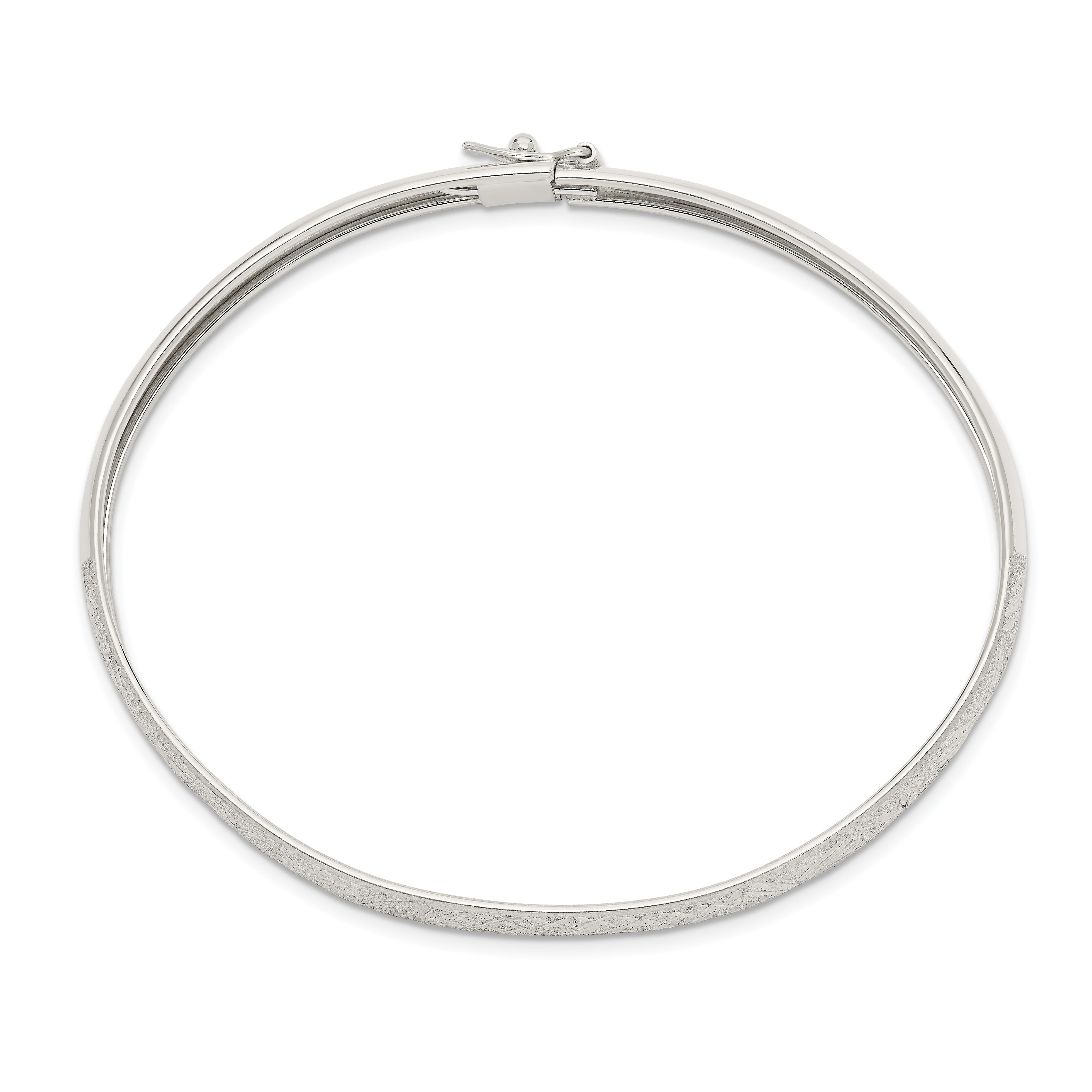 Sterling Silver 6.5mm Laser and Diamond-cut Flexible Bangle Secondary image