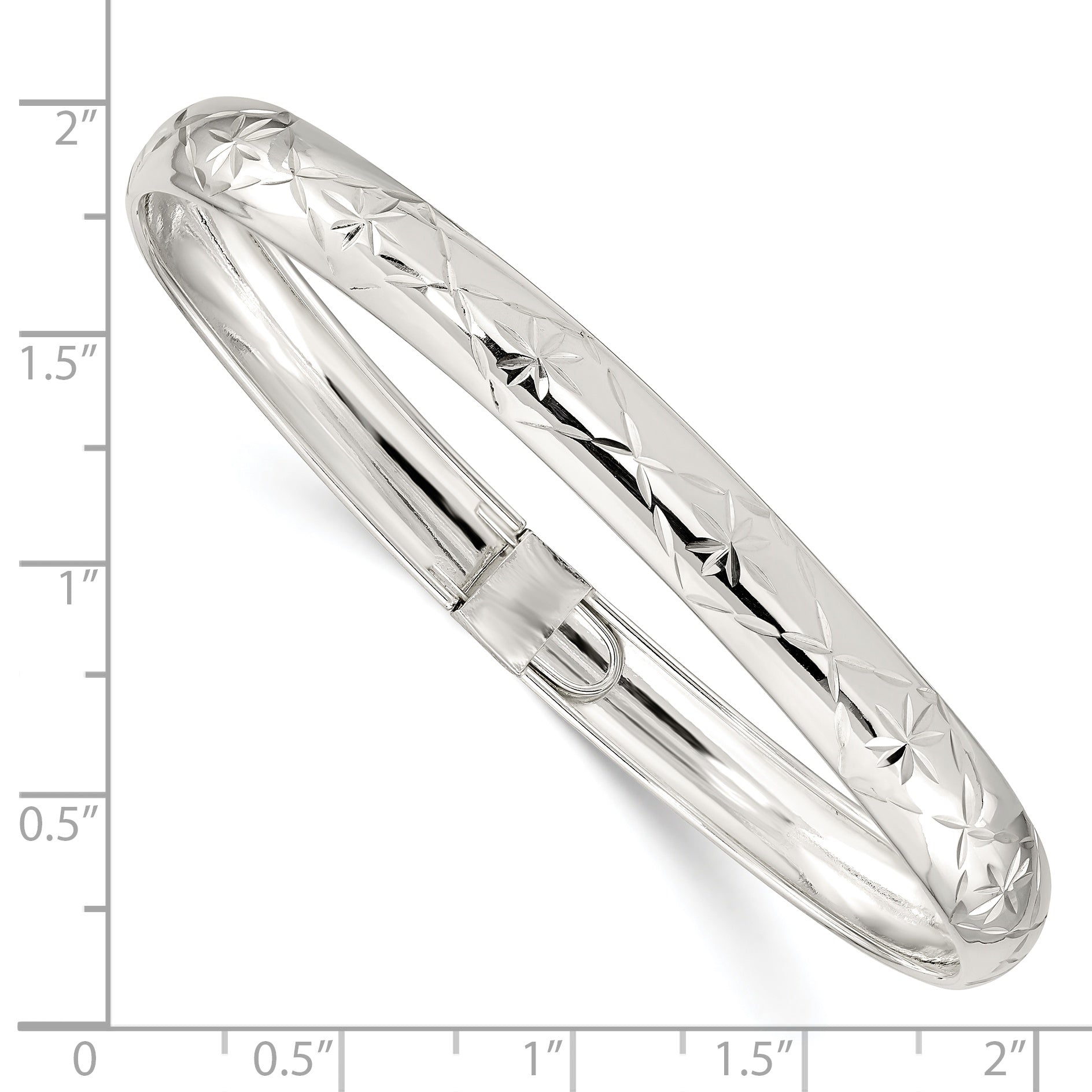 Sterling Silver 7mm Diamond-cut Flexible Bangle - 6.5