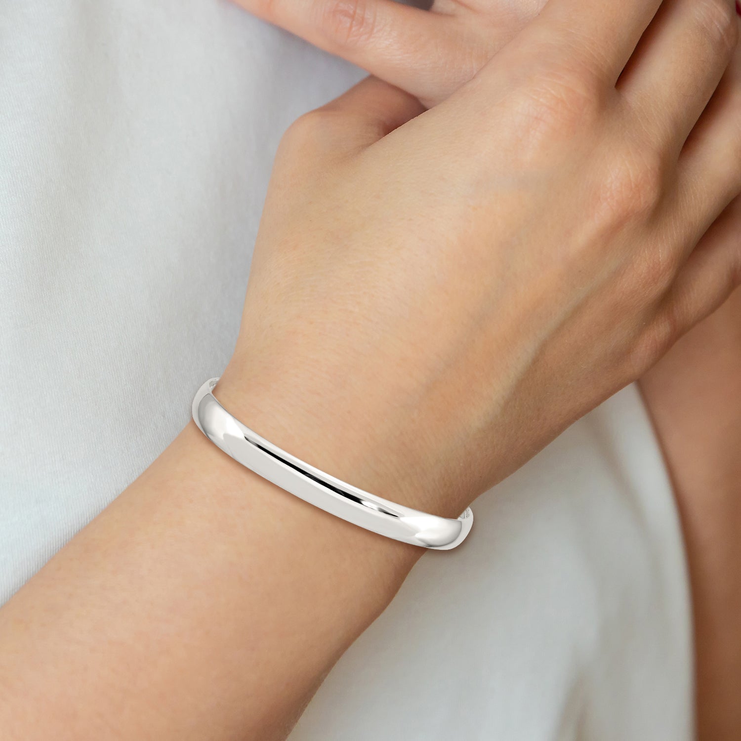Sterling Silver 925 Hinged Bangle with Polished Finish for Women