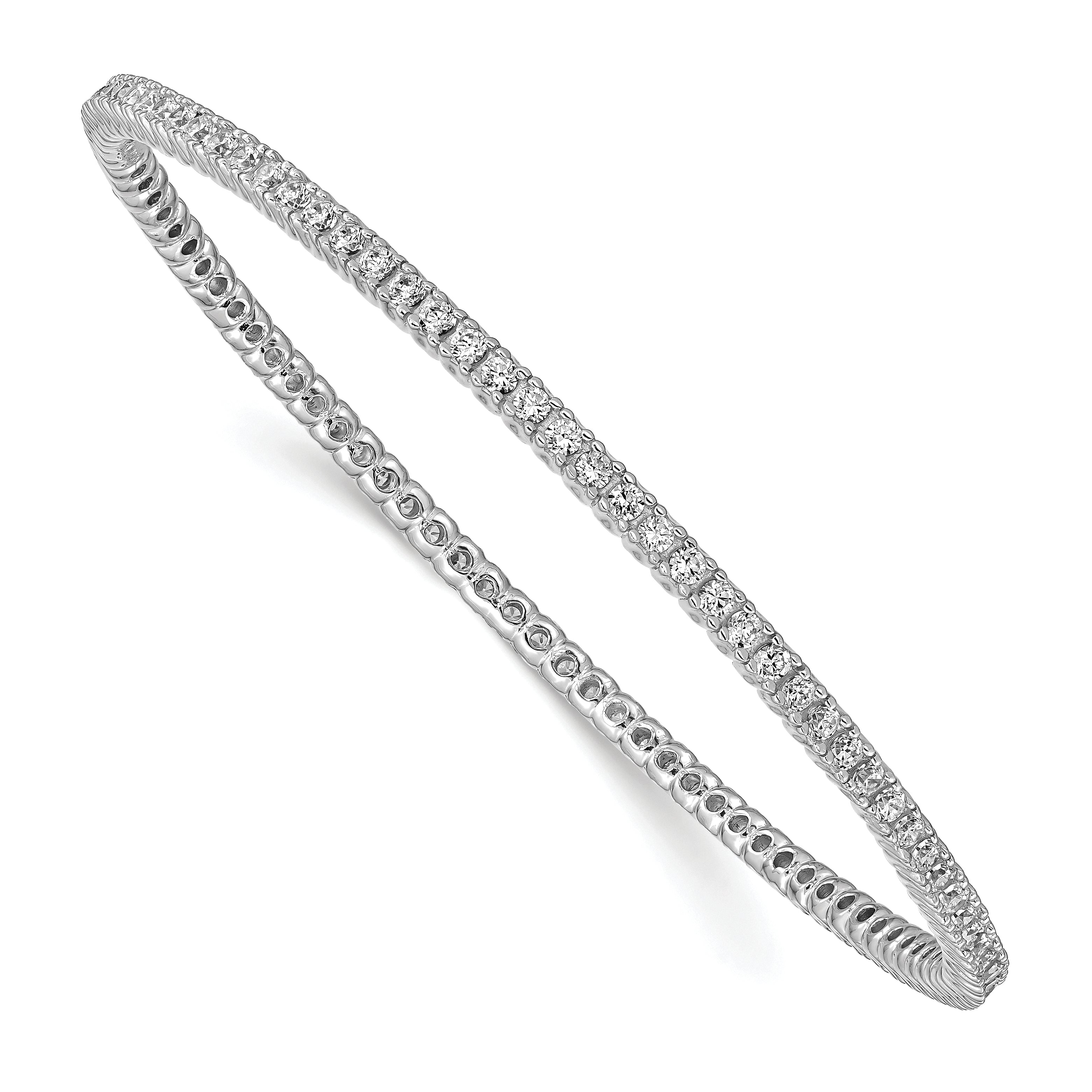 Sterling Shimmer Sterling Silver Rhodium-plated 93 Stone CZ Bangle Bracelet Main image