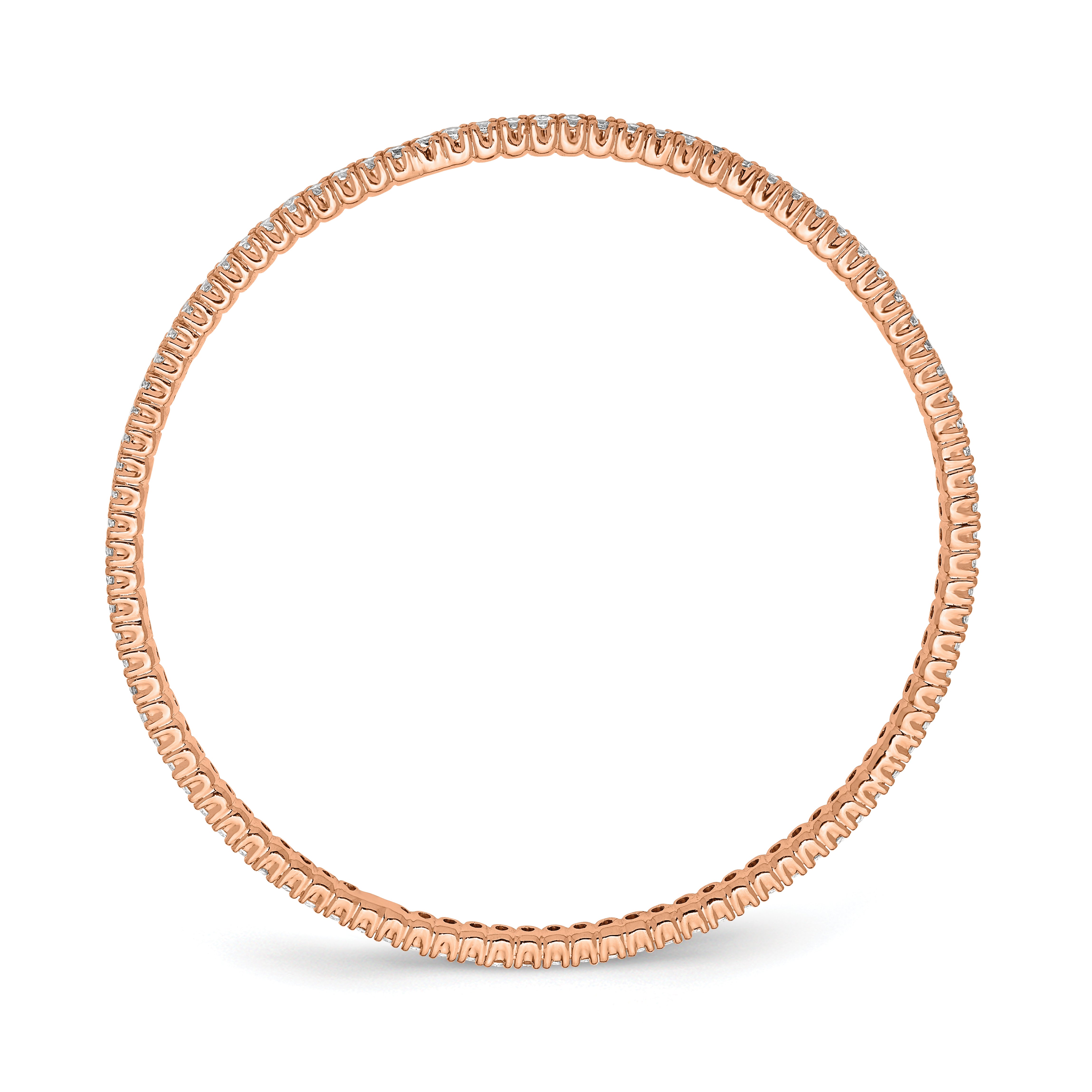 Sterling Shimmer Sterling Silver Rose-tone Flash Rose Gold-plated 93 Stone CZ Bangle Bracelet Secondary image