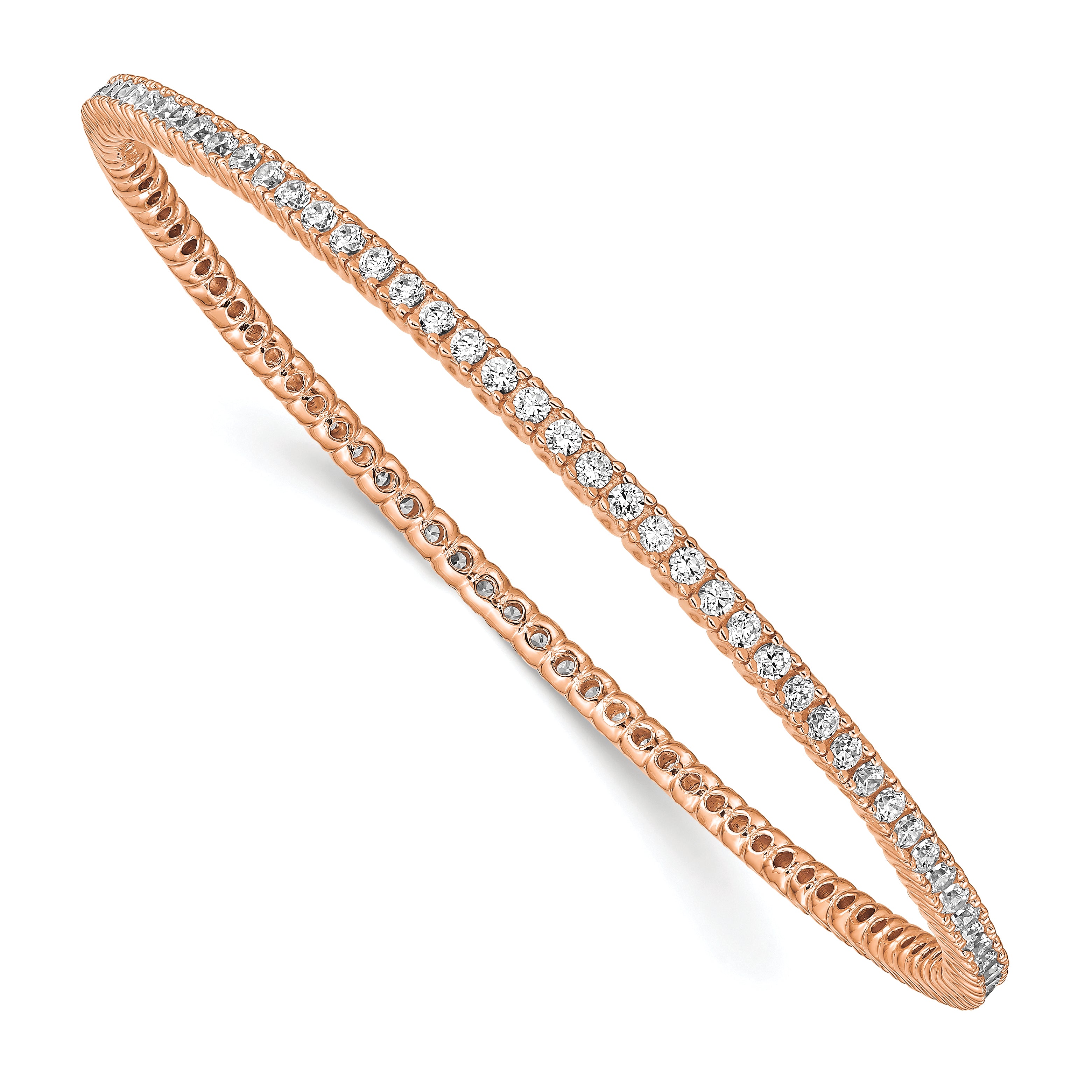 Sterling Shimmer Sterling Silver Rose-tone Flash Rose Gold-plated 93 Stone CZ Bangle Bracelet Main image