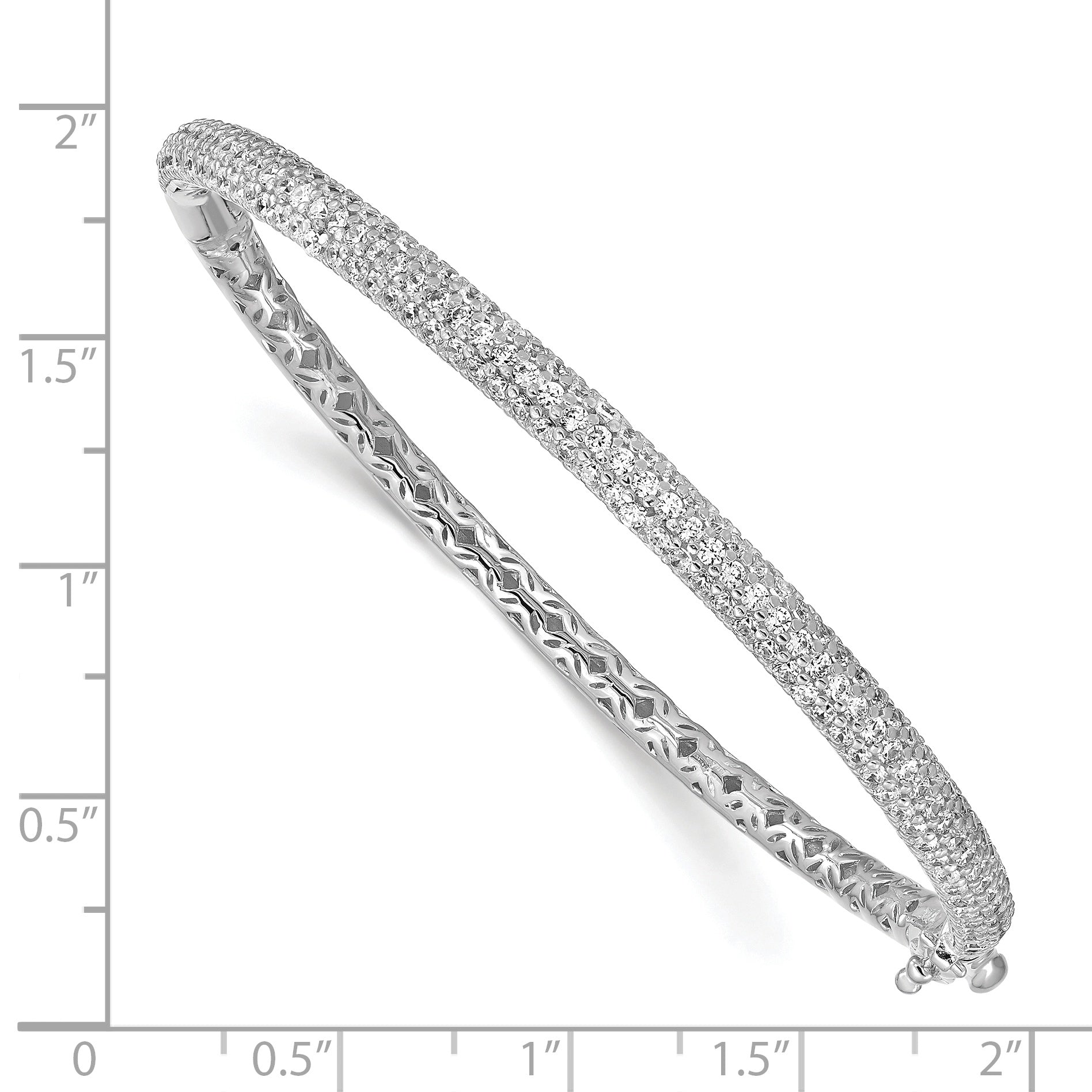 Sterling Shimmer Sterling Silver Rhodium-plated 175 Stone PavÃÂ¢Ã¢âÂ¬ÃÂ¡ CZ Hinged Bangle Bracelet