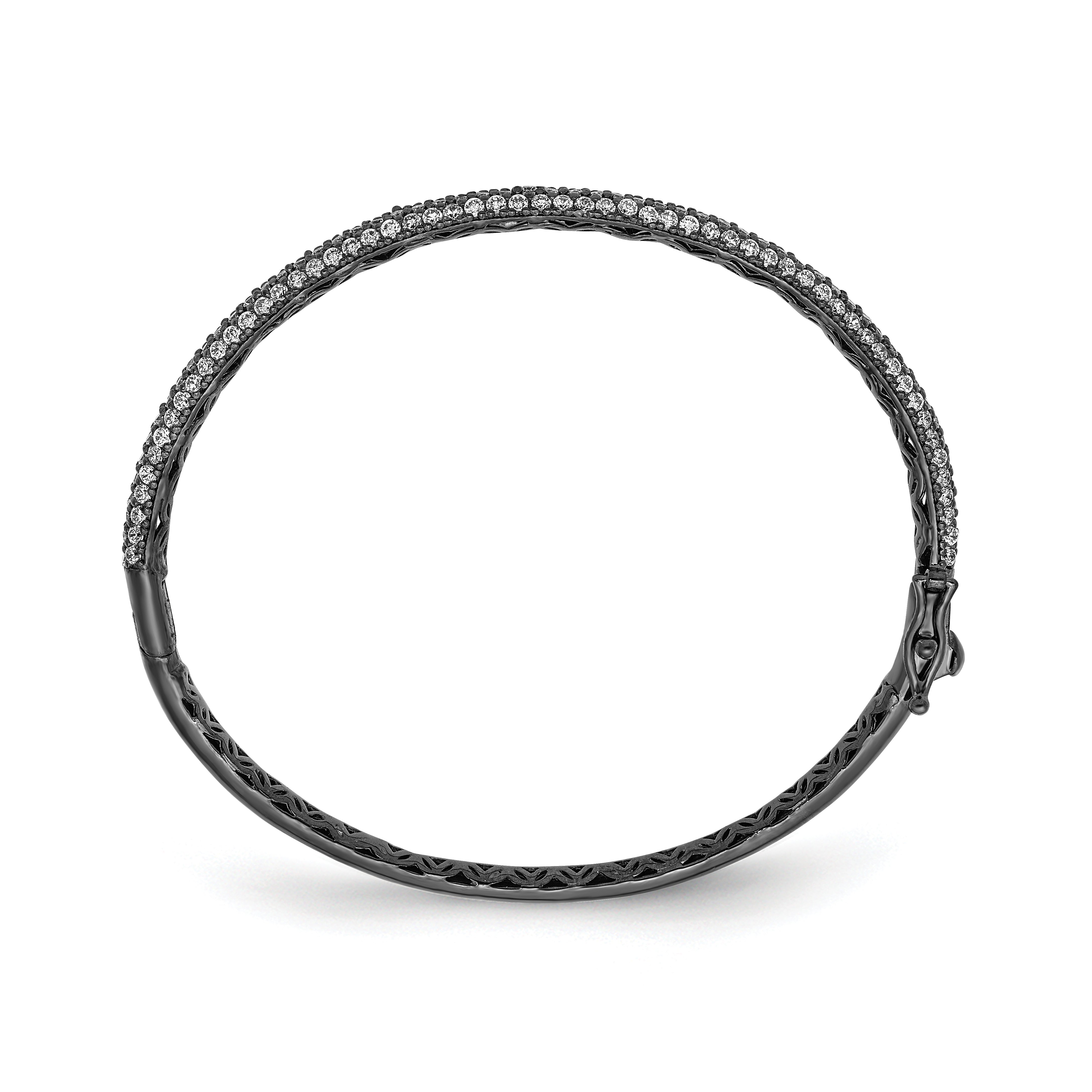 Sterling Shimmer Sterling Silver Black Rhodium-plated 175 Stone PavÃÂ¢Ã¢âÂ¬ÃÂ¡ CZ Hinged Bangle Bracelet Secondary image