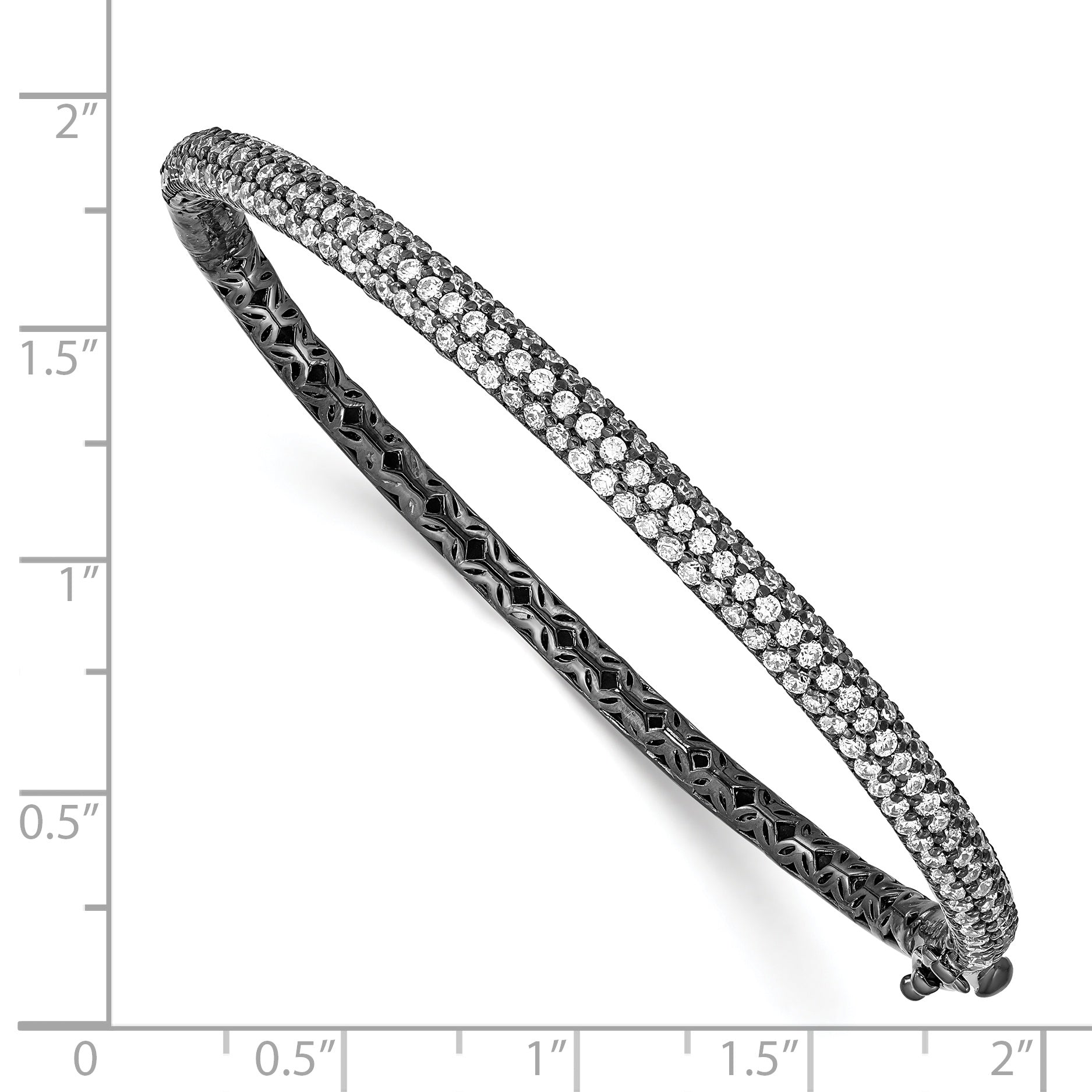 Sterling Shimmer Sterling Silver Black Rhodium-plated 175 Stone PavÃÂ¢Ã¢âÂ¬ÃÂ¡ CZ Hinged Bangle Bracelet