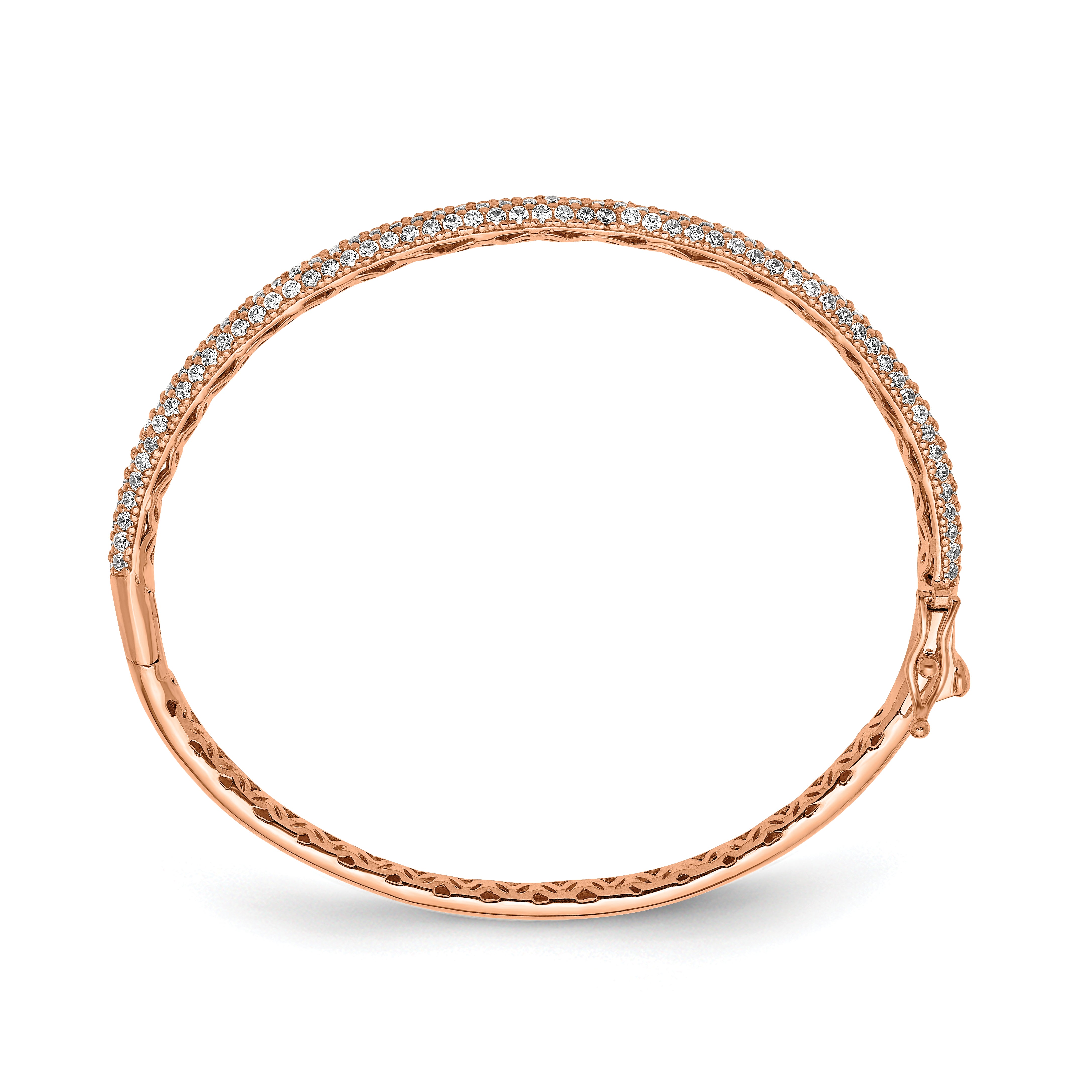 Sterling Shimmer Sterling Silver Rose-tone Flash Rose Gold-plated 175 Stone PavÃÂ¢Ã¢âÂ¬ÃÂ¡ CZ Hinged Bangle Bracelet Secondary image