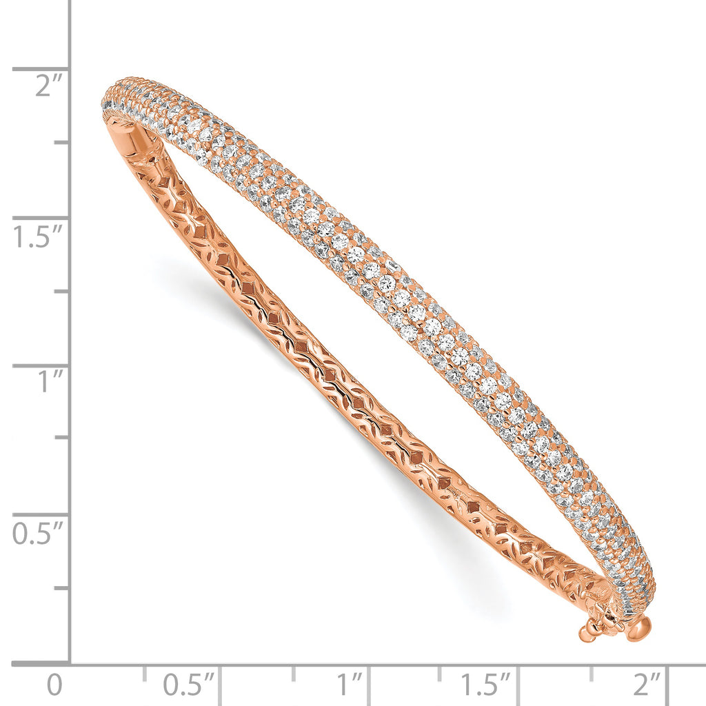 Sterling Shimmer Sterling Silver Rose-tone Flash Rose Gold-plated 175 Stone PavÃÂ¢Ã¢âÂ¬ÃÂ¡ CZ Hinged Bangle Bracelet