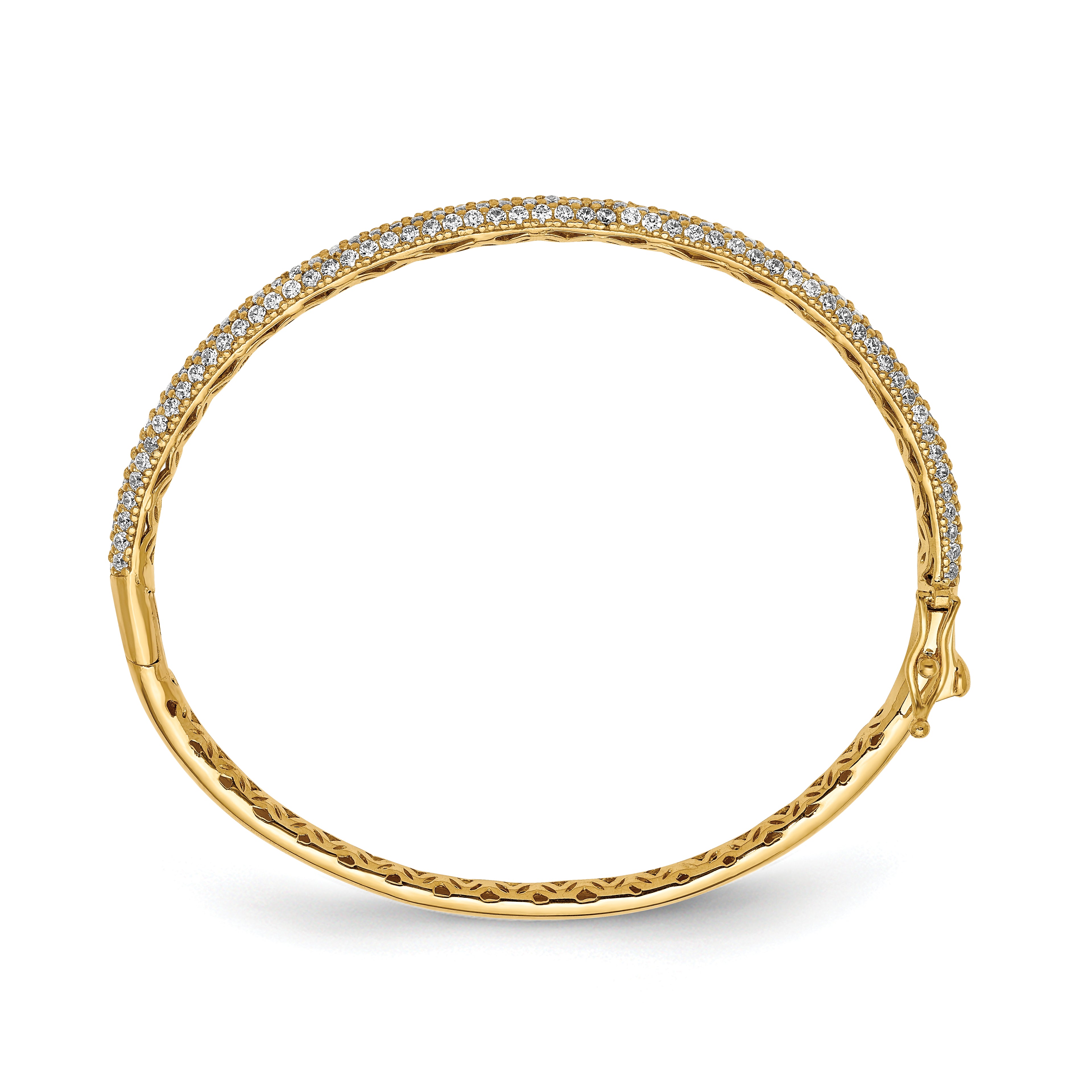 Sterling Shimmer Sterling Silver Gold-tone Flash Gold-plated 175 Stone PavÃÂ¢Ã¢âÂ¬ÃÂ¡ CZ Hinged Bangle Bracelet