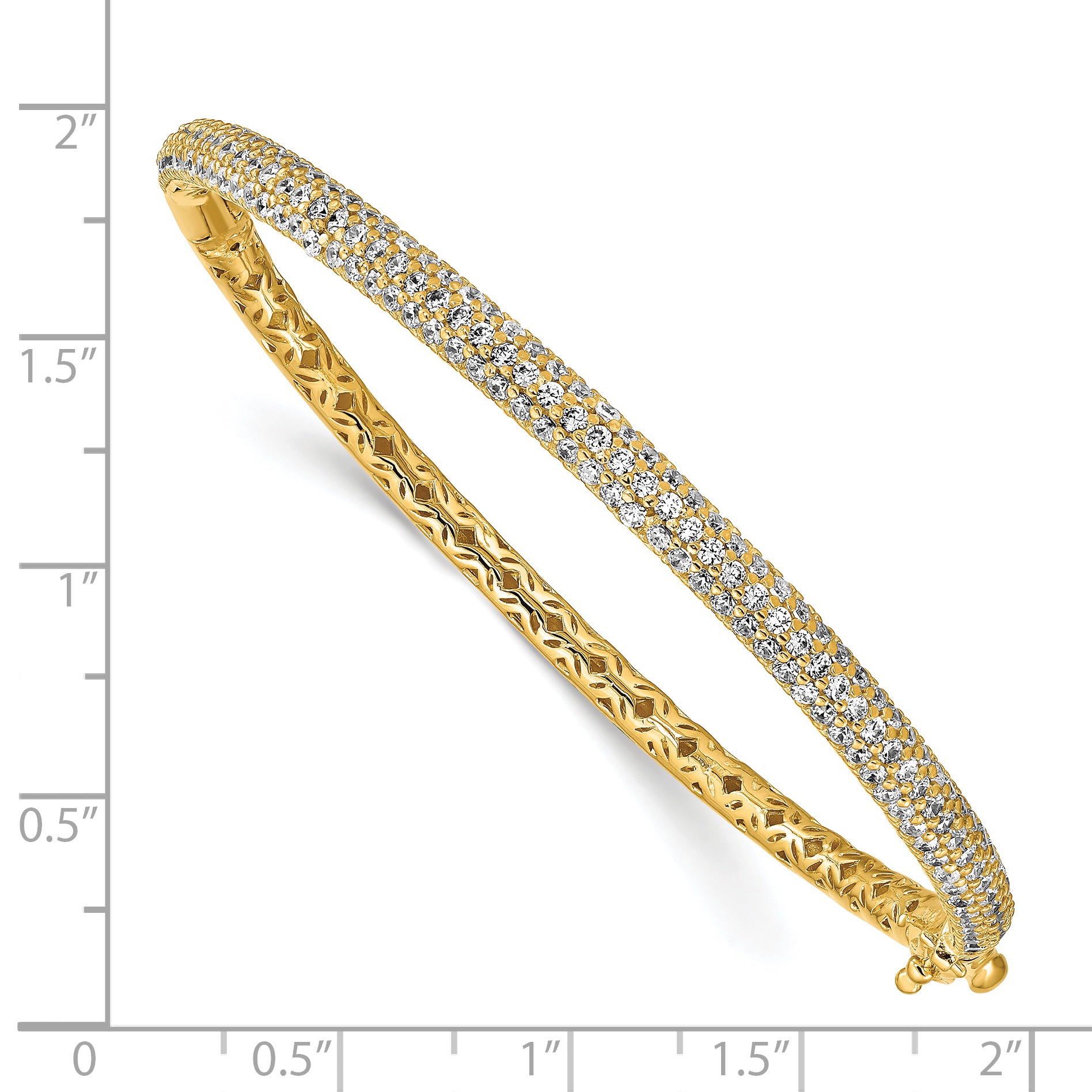 Sterling Shimmer Sterling Silver Gold-tone Flash Gold-plated 175 Stone PavÃÂ¢Ã¢âÂ¬ÃÂ¡ CZ Hinged Bangle Bracelet