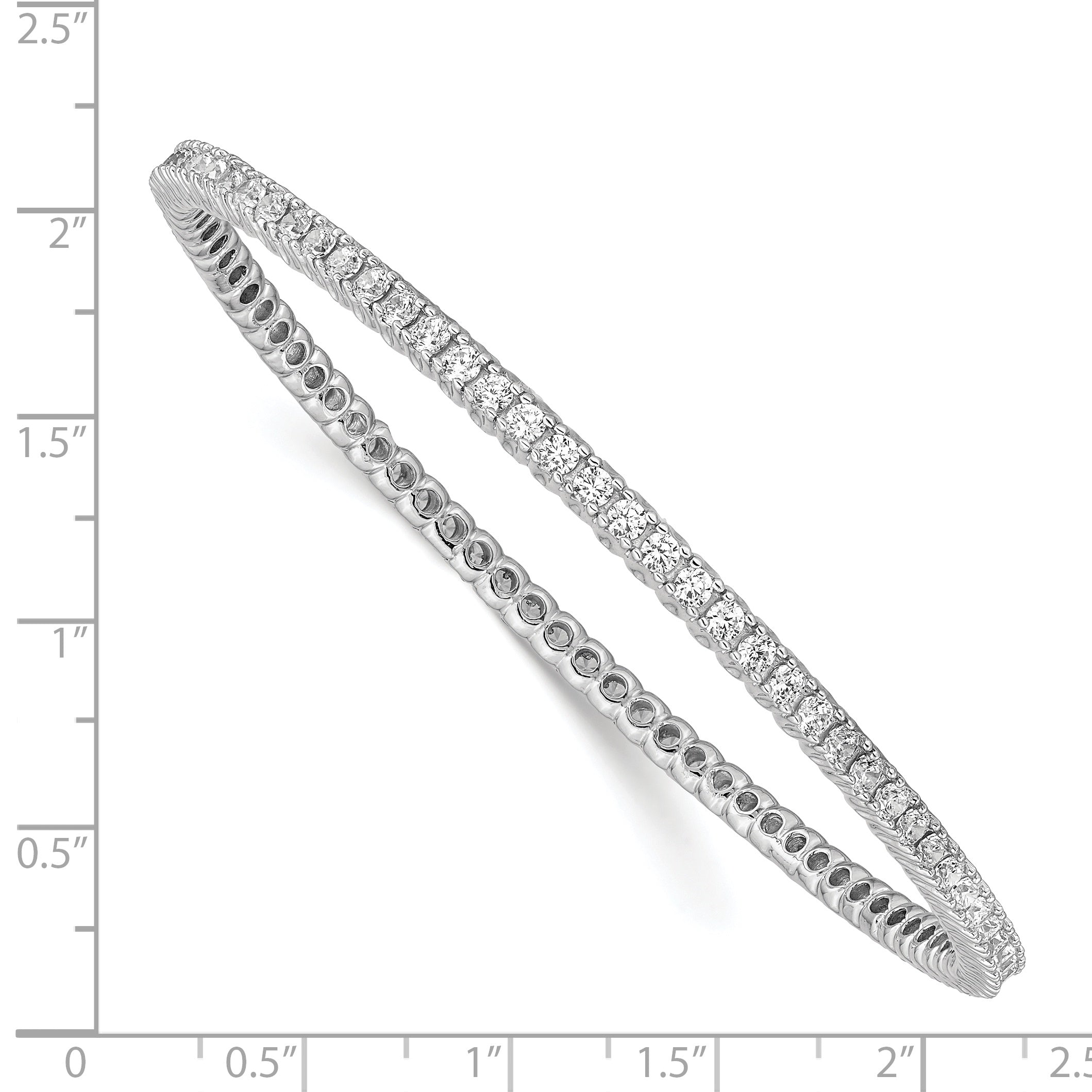 Sterling Shimmer Sterling Silver Rhodium-plated 83 Stone CZ Bangle Bracelet Secondary image