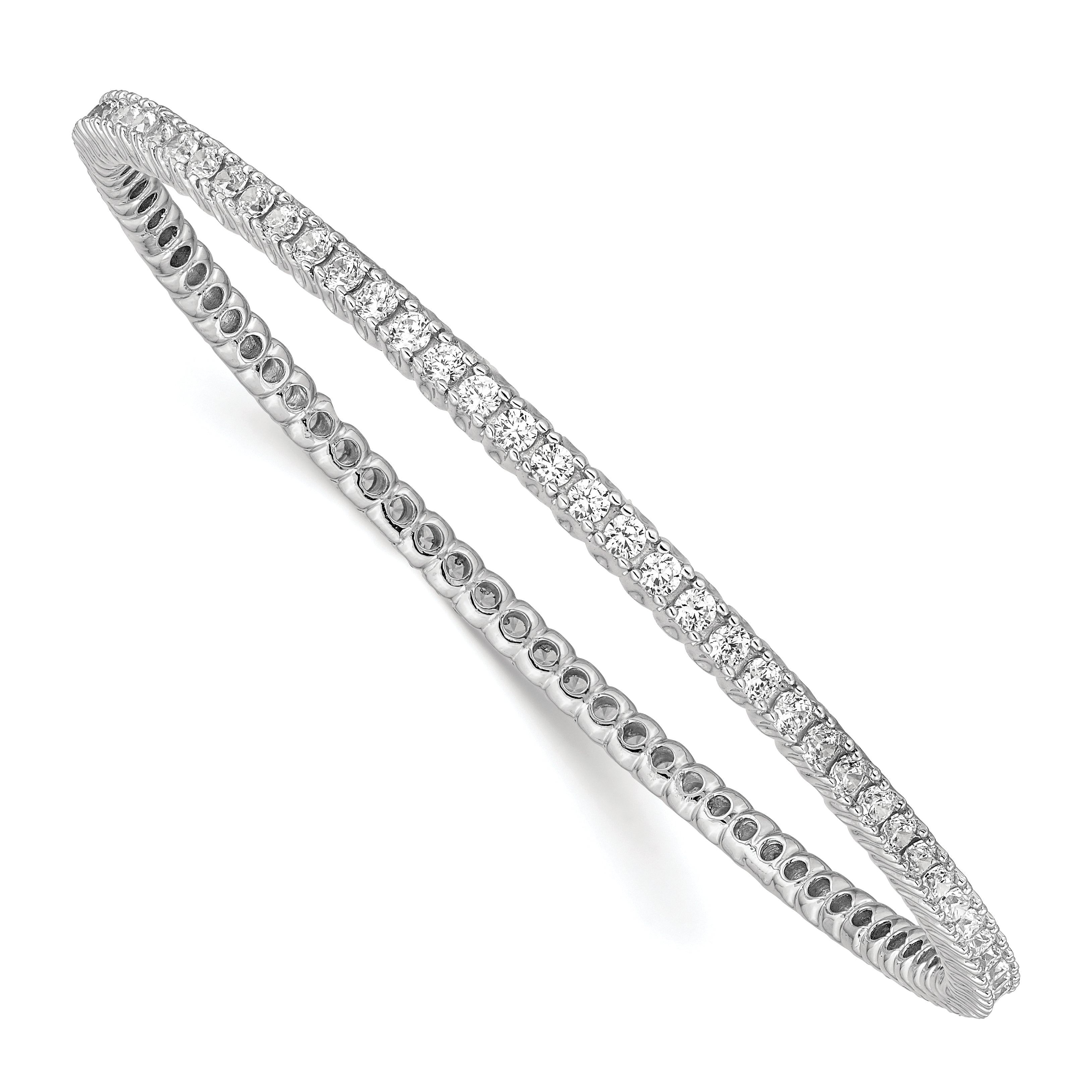 Sterling Shimmer Sterling Silver Rhodium-plated 83 Stone CZ Bangle Bracelet Main image
