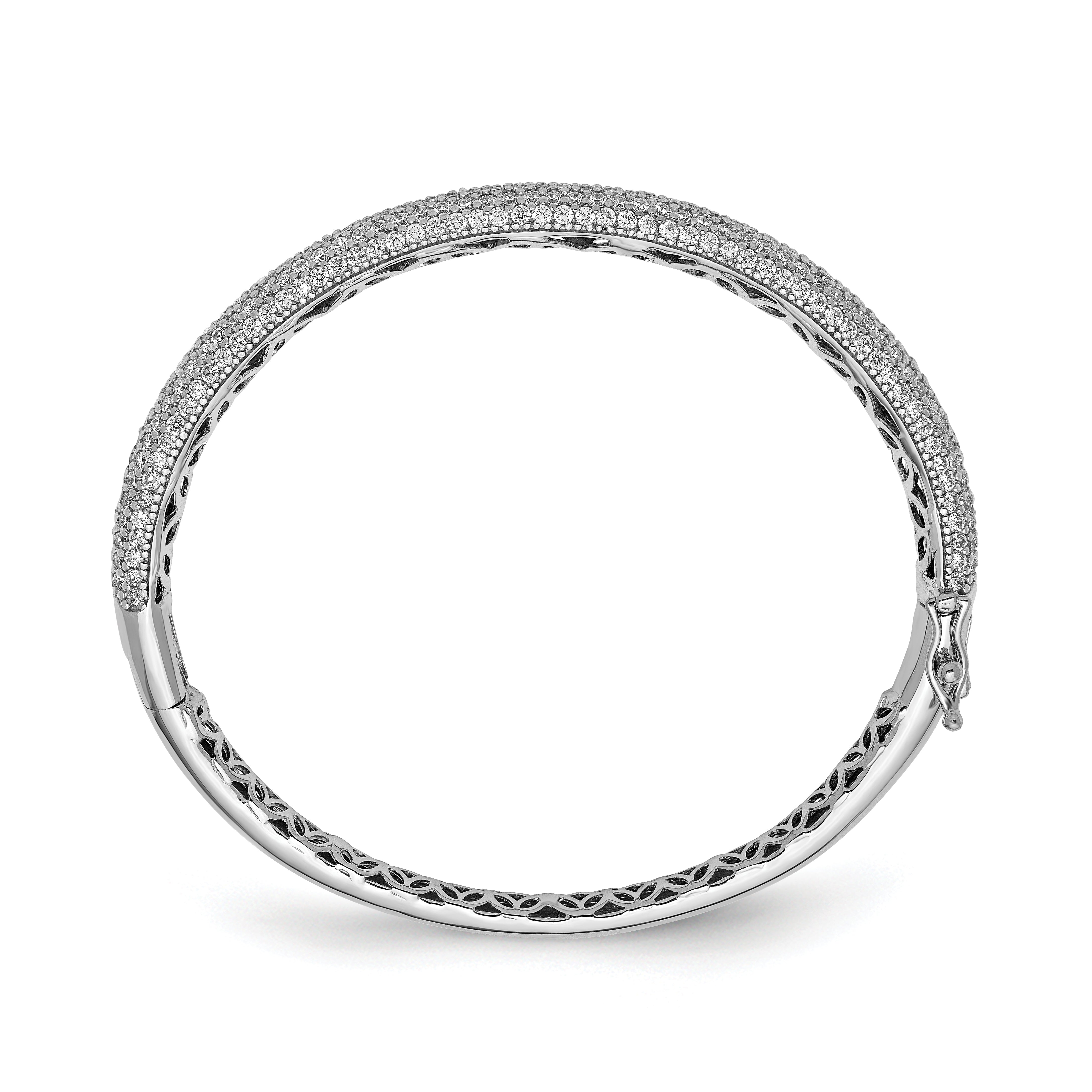 Sterling Shimmer Sterling Silver Rhodium-plated 283 Stone CZ PavÃÂ¢Ã¢âÂ¬ÃÂ¡ Hinged Bangle Secondary image