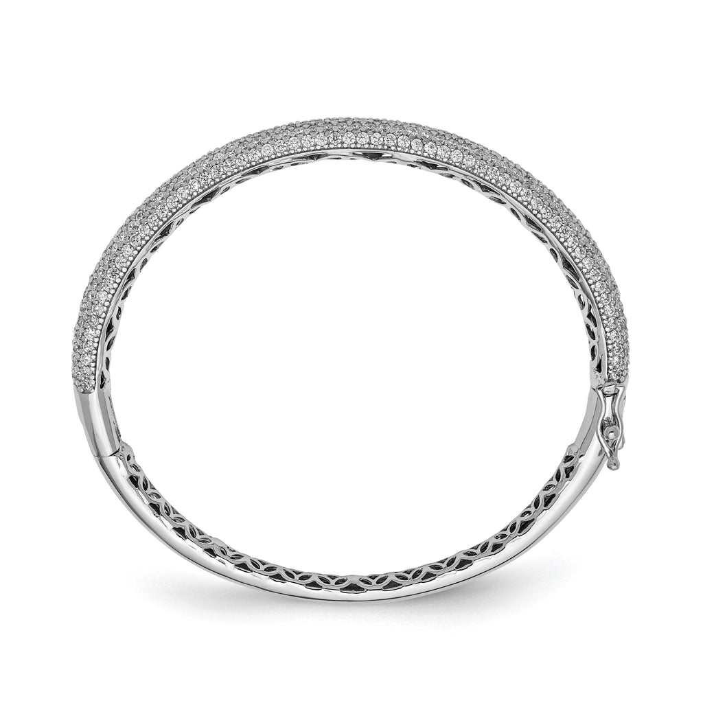 Sterling Shimmer Sterling Silver Rhodium-plated 283 Stone CZ PavÃÂ¢Ã¢âÂ¬ÃÂ¡ Hinged Bangle