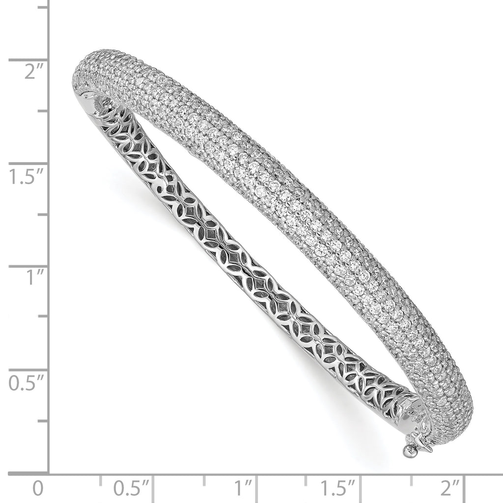 Sterling Shimmer Sterling Silver Rhodium-plated 283 Stone CZ PavÃÂ¢Ã¢âÂ¬ÃÂ¡ Hinged Bangle