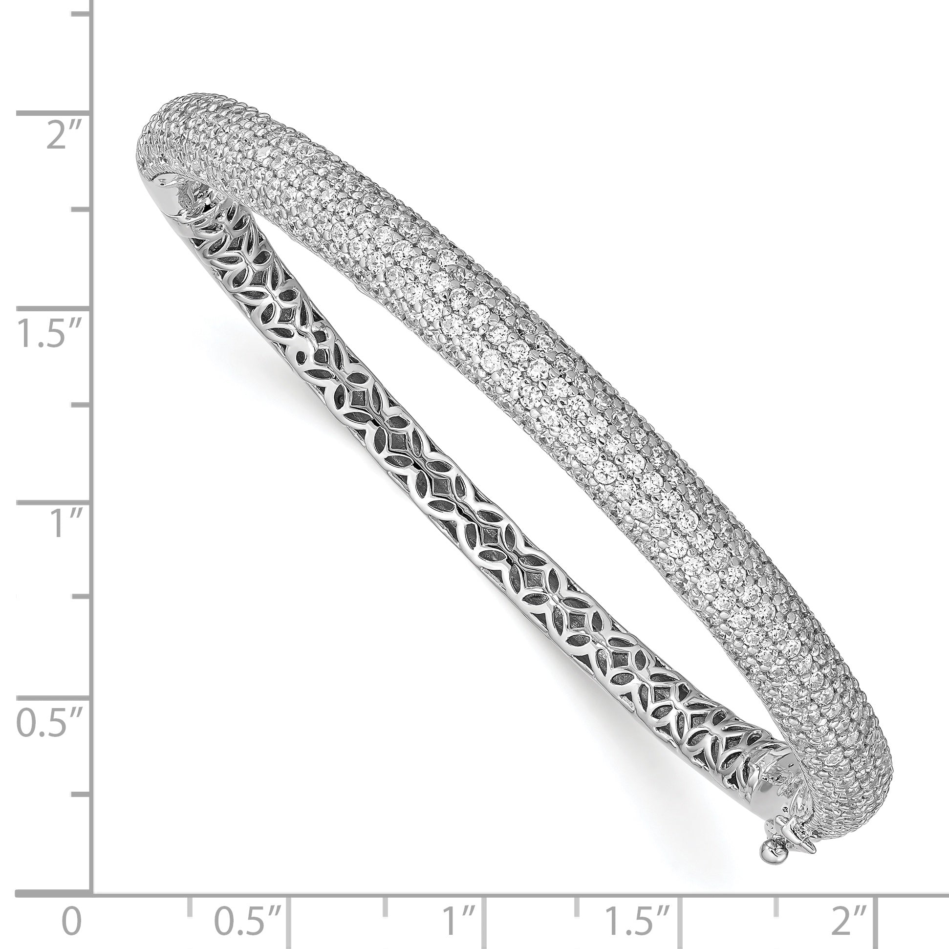 Sterling Shimmer Sterling Silver Rhodium-plated 283 Stone CZ PavÃÂ¢Ã¢âÂ¬ÃÂ¡ Hinged Bangle