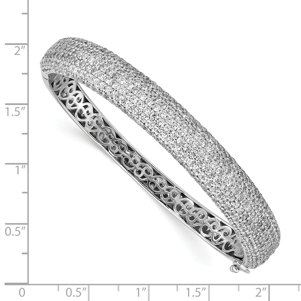 Sterling Shimmer Sterling Silver Rhodium-plated 439 Stone CZ PavÃÂ¢Ã¢âÂ¬ÃÂ¡ Hinged Bangle