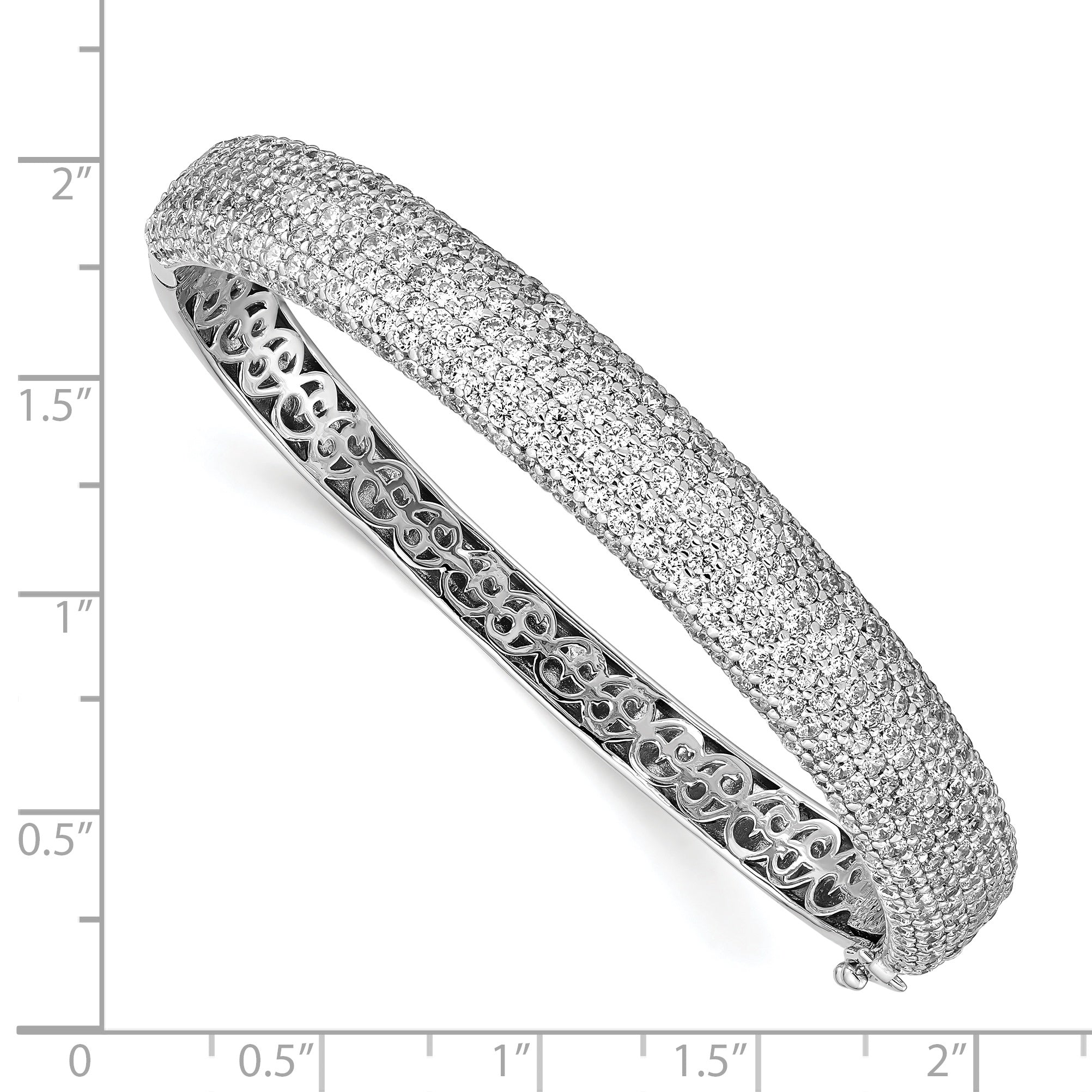 Sterling Shimmer Sterling Silver Rhodium-plated 439 Stone CZ PavÃÂ¢Ã¢âÂ¬ÃÂ¡ Hinged Bangle