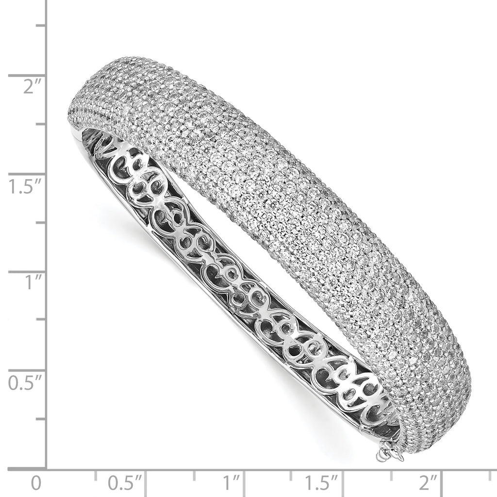 Sterling Shimmer Sterling Silver Rhodium-plated 568 Stone CZ PavÃÂ¢Ã¢âÂ¬ÃÂ¡ Hinged Bangle