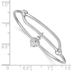 Sterling Silver Adjustable Heart Baby Bangle with Polished Rhodium Finish