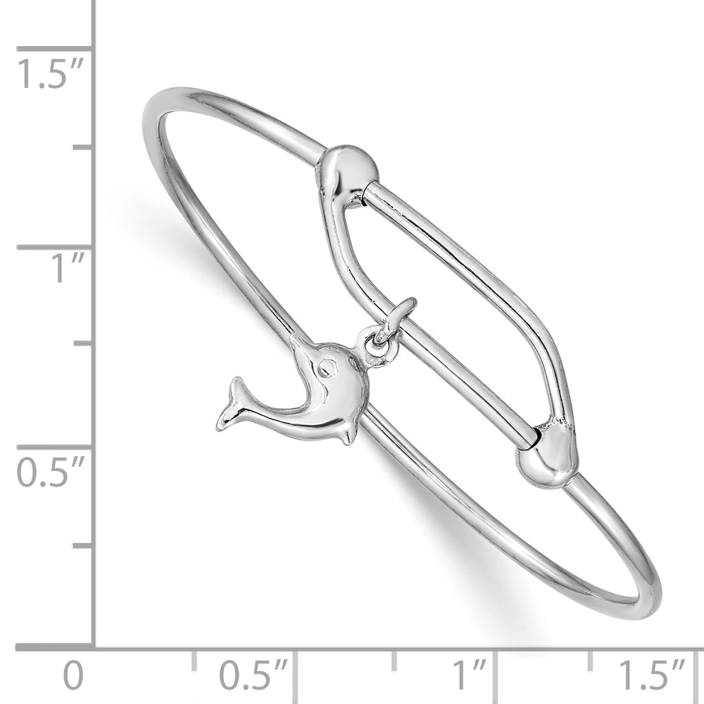 Sterling Silver 925 Dolphin Baby Bangle with Adjustable Fit