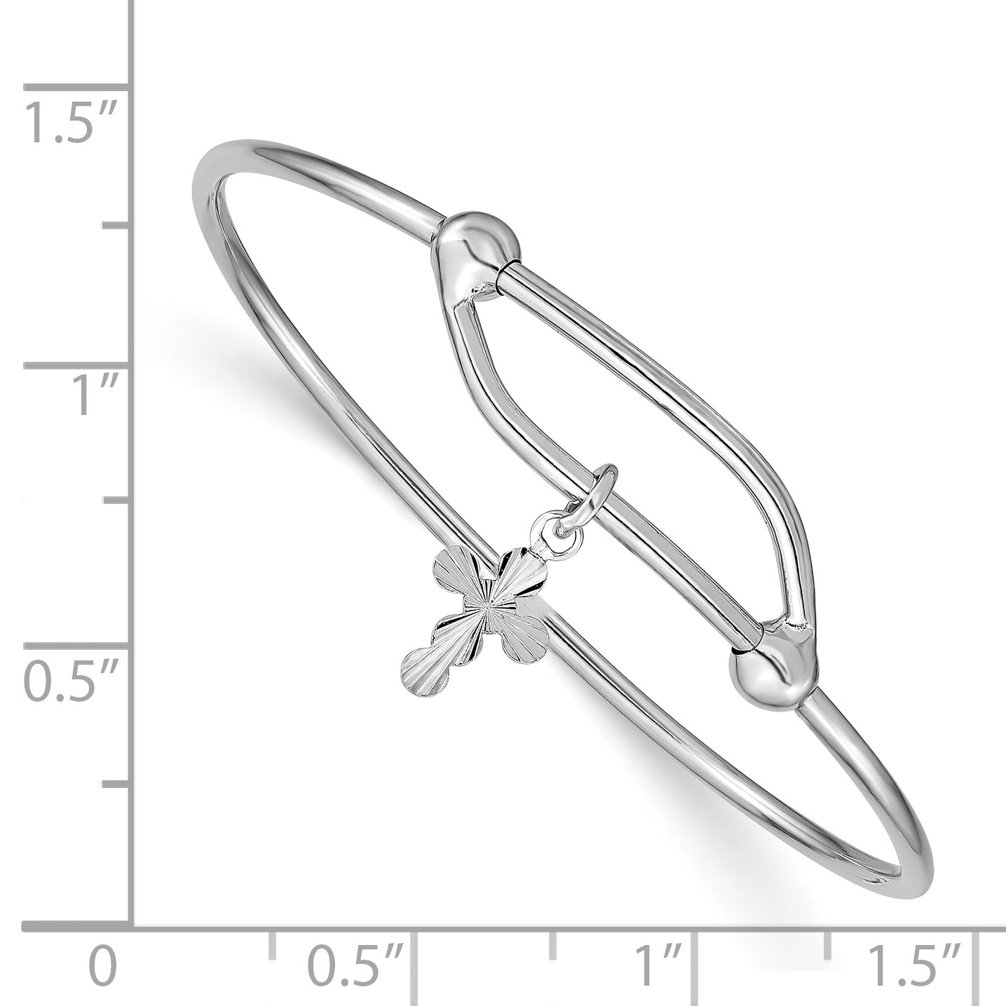 Sophia Jewelers Sterling Silver Baby Bangle with D/C CroSterling Silver Charm