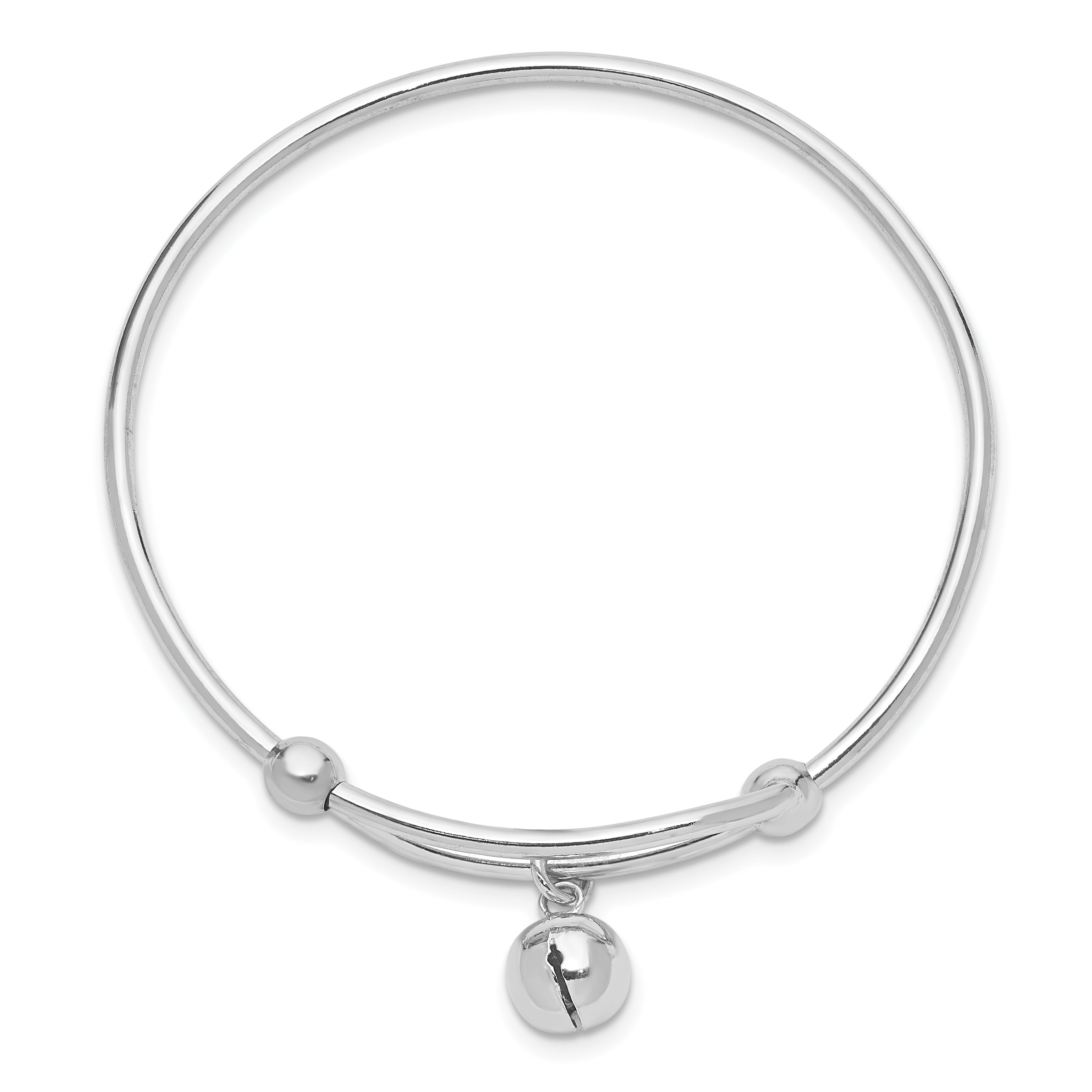 Sterling Silver Adjustable Baby Bangle with Polished Jingle Bell Charm Secondary image