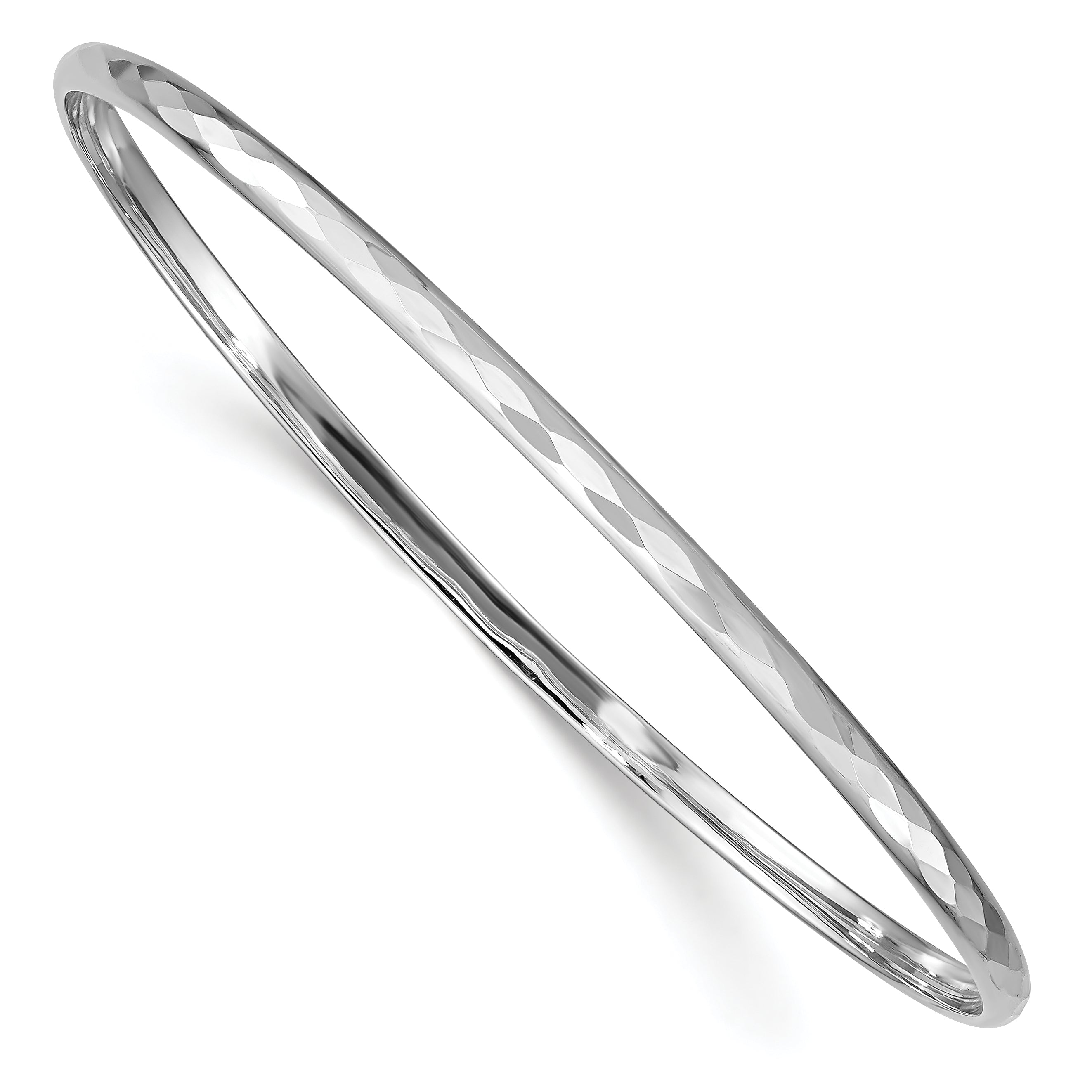 Sterling Silver 3.00mm Rhodium Polished Patterned Bangle Main image