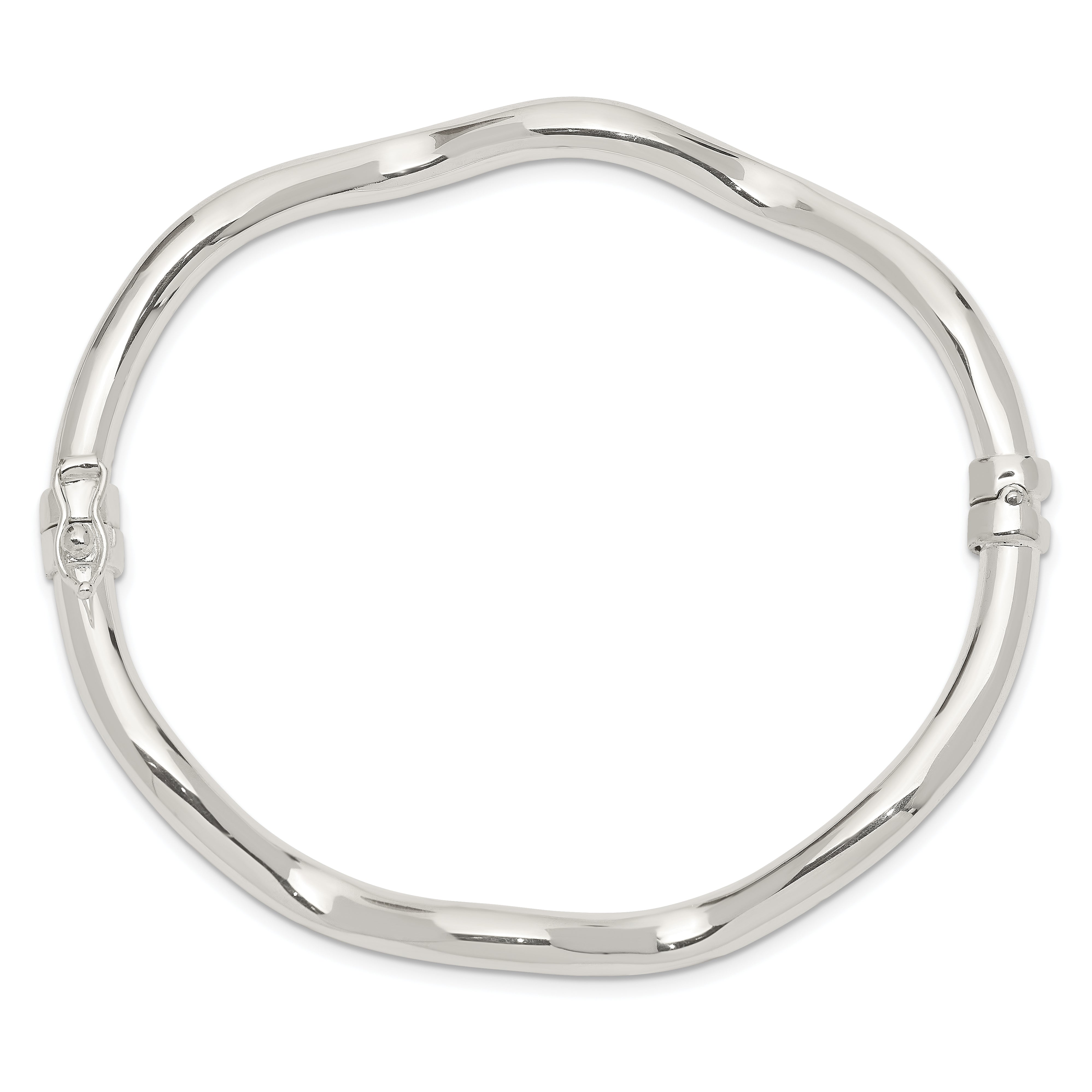 Sophia Jewelers Sterling Silver Hinged Bangle with Polished Wavy Design