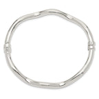 Sophia Jewelers Sterling Silver Hinged Bangle with Polished Wavy Design