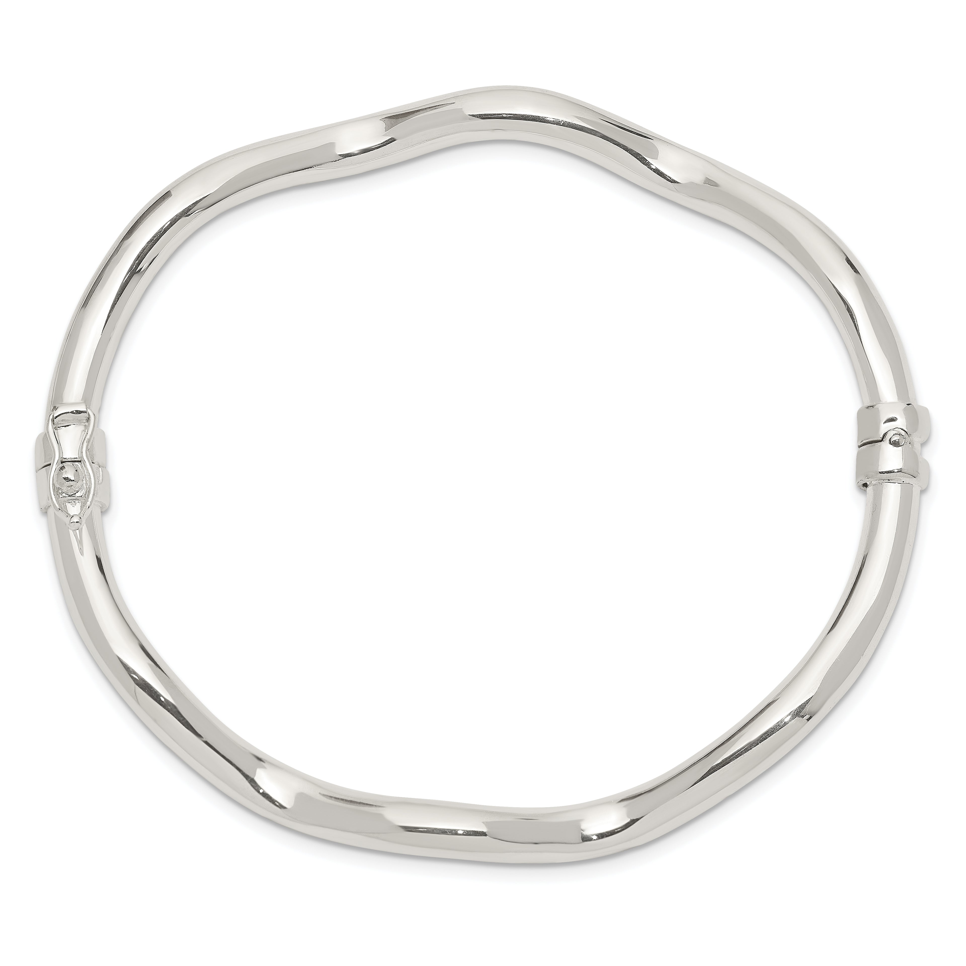 Sophia Jewelers Sterling Silver Hinged Bangle with Polished Wavy Design