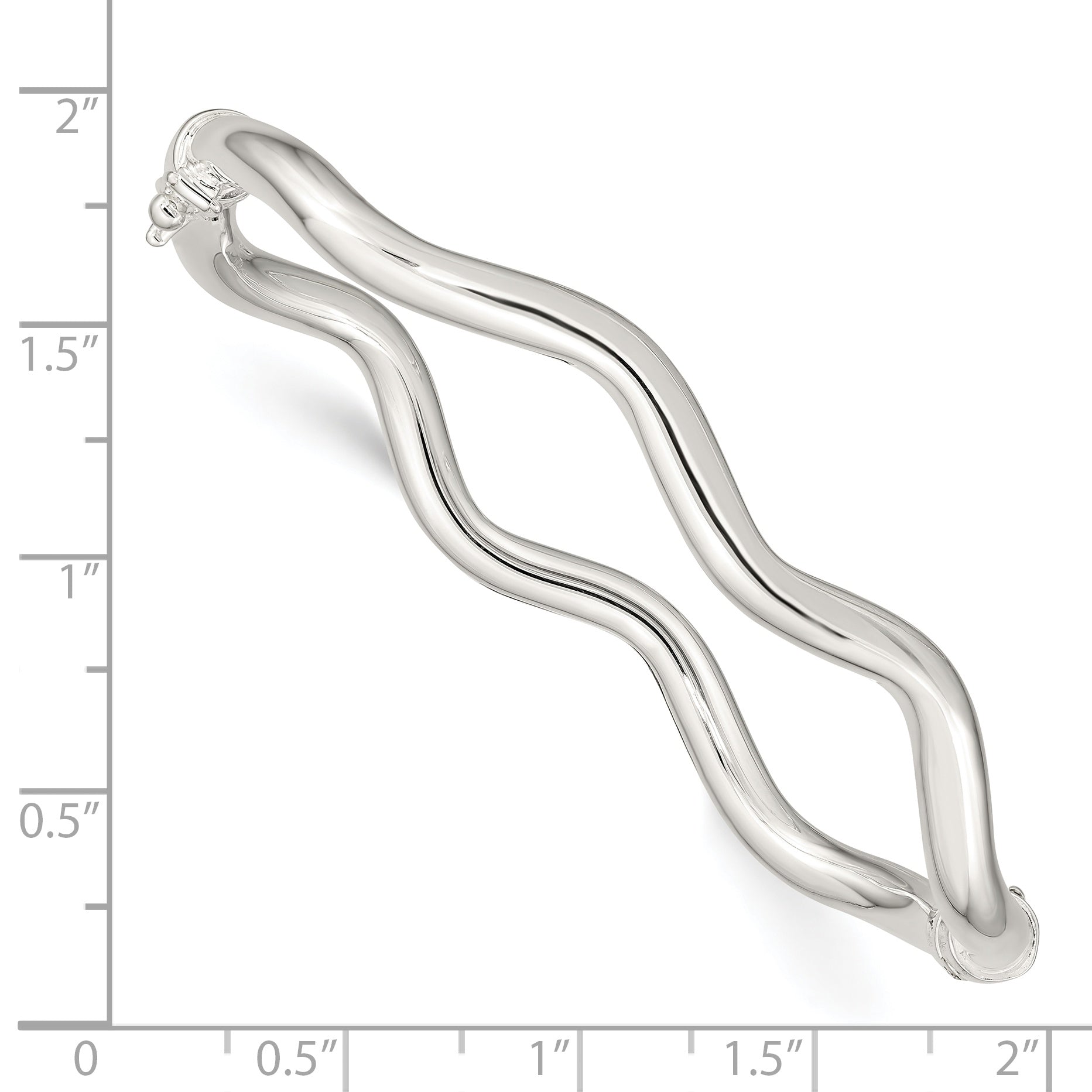 Sophia Jewelers Sterling Silver Hinged Bangle with Polished Wavy Design